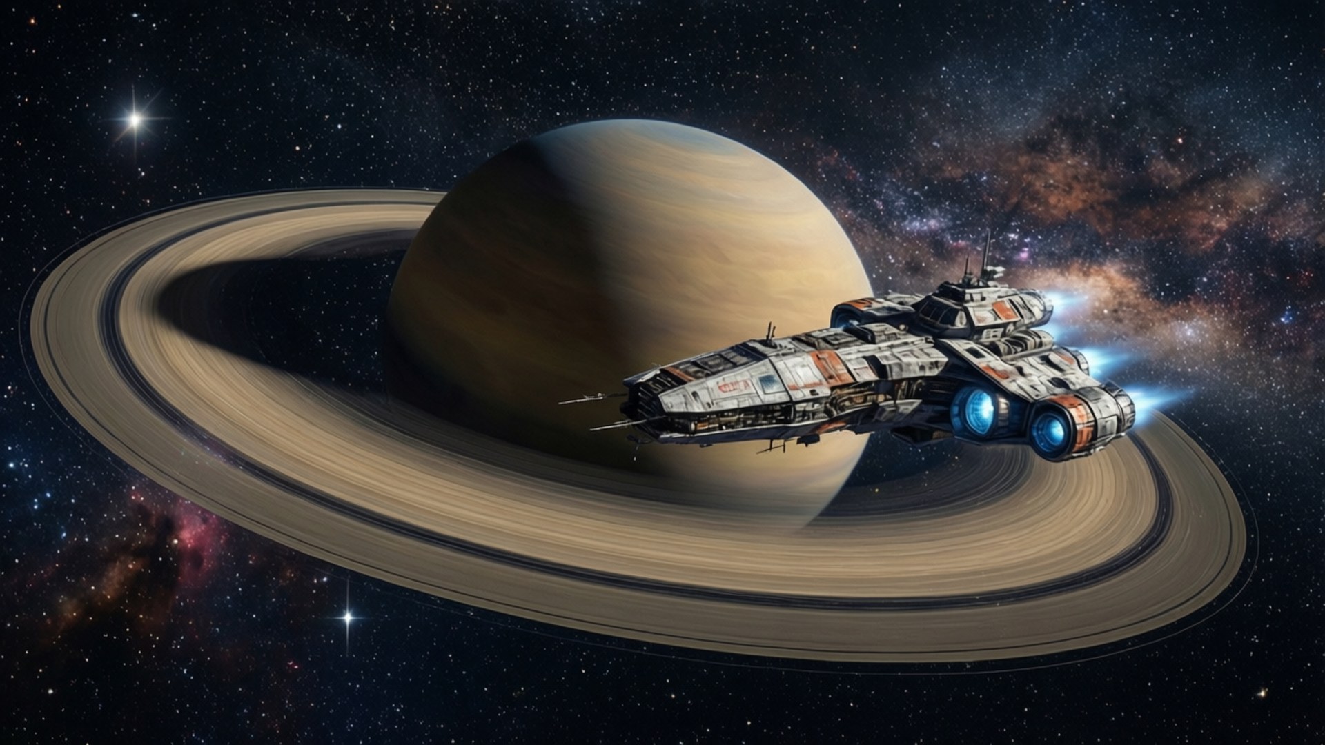 Rumskib over planet Wallpapers