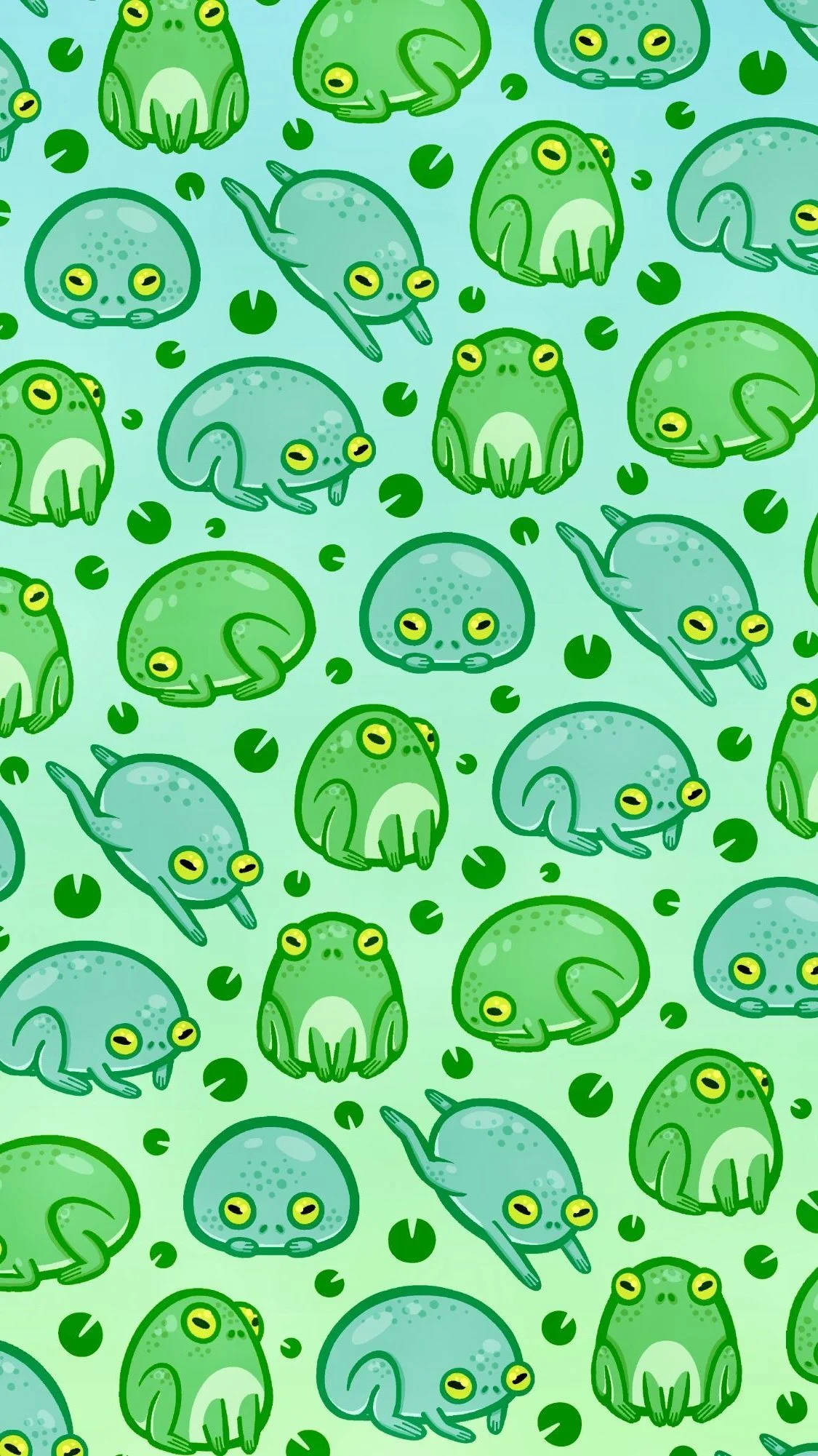 Rund kawaii frø i mønster Wallpapers