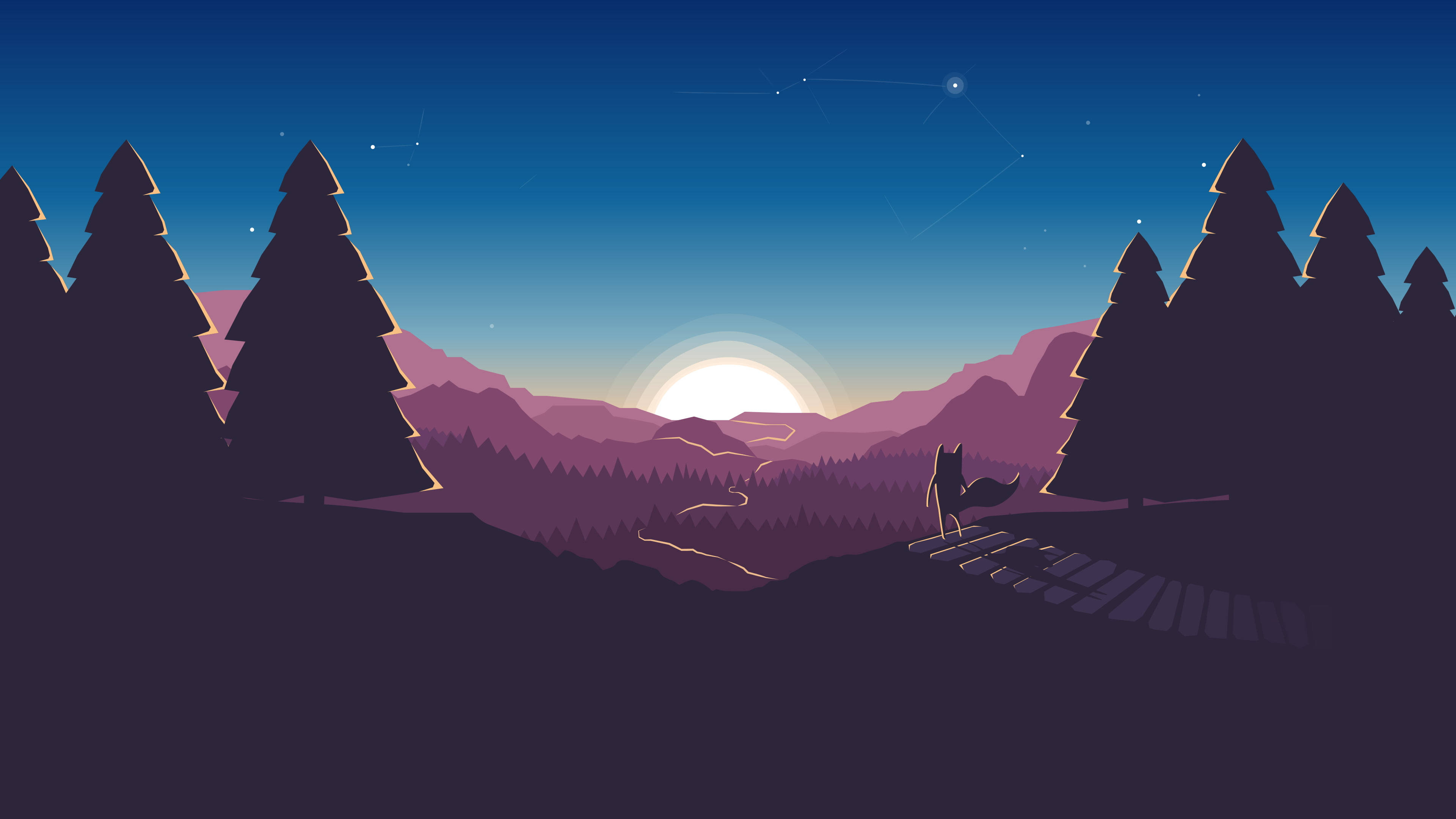 Ræv solnedgang vektorkunst Wallpapers