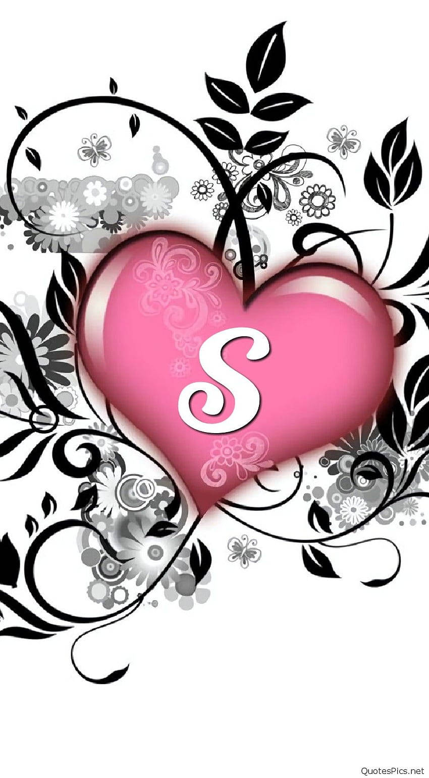 S og lyserødt hjerte Wallpapers