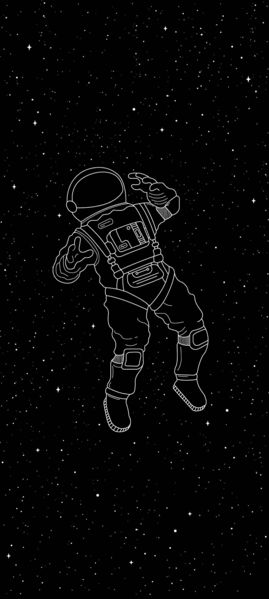 S10+ Sort & Hvid Astronaut Wallpapers
