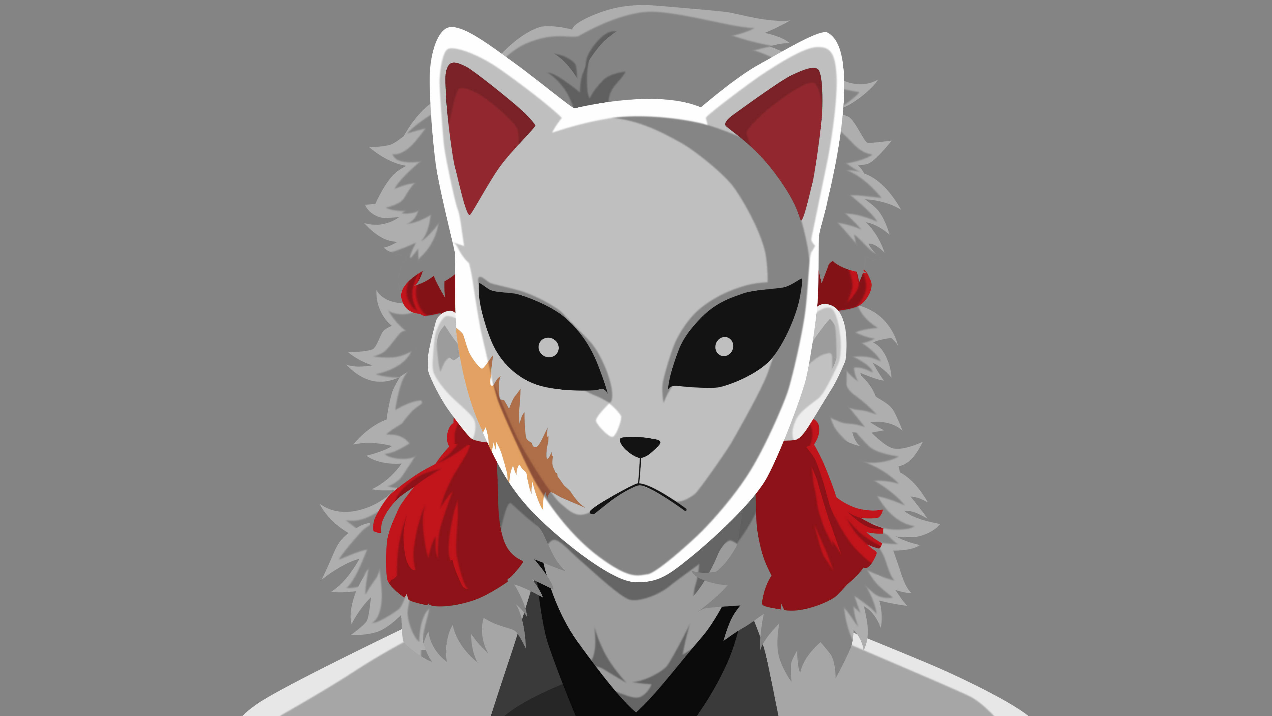 Sabito i gråtoner – Demon Slayer-maske Wallpapers