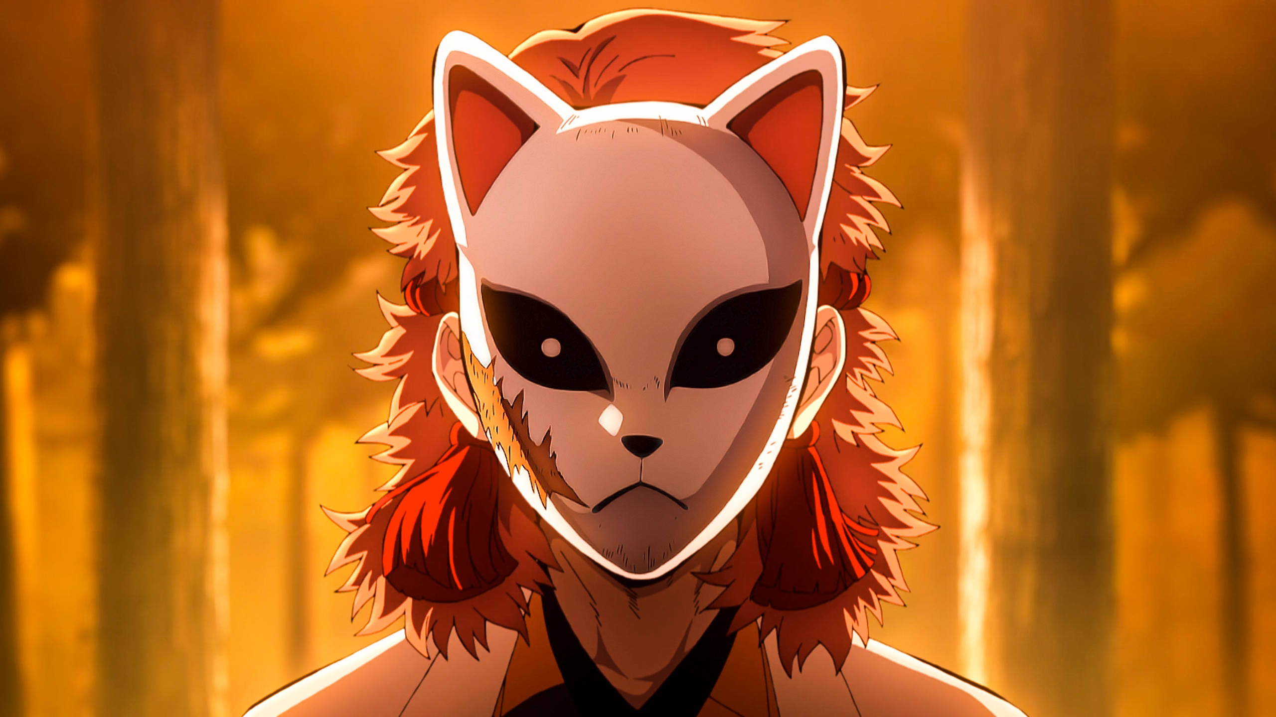 Sabito iført en Kitsune-maske i Demon Slayer Wallpapers