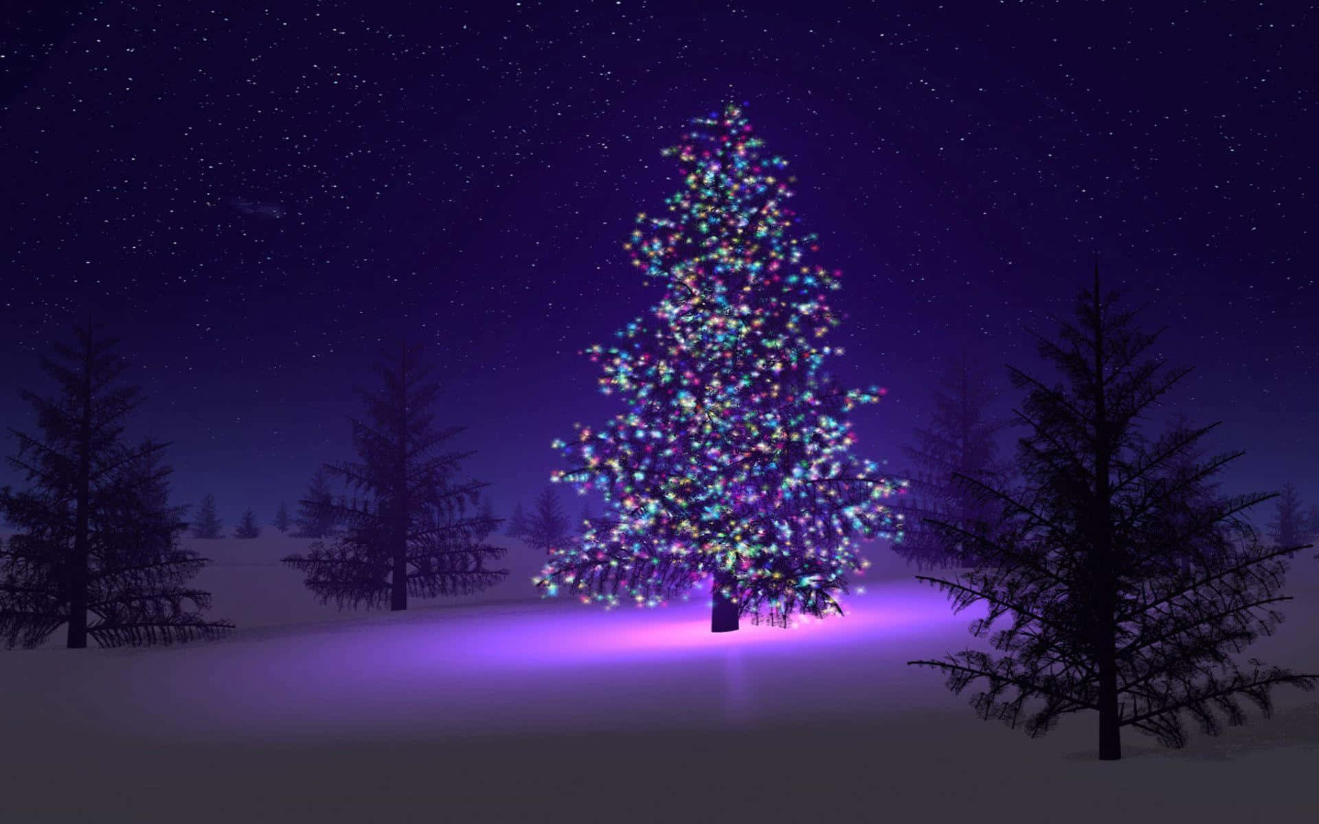 Sæt lidt glimmer i din jul med dette juletræ Wallpapers