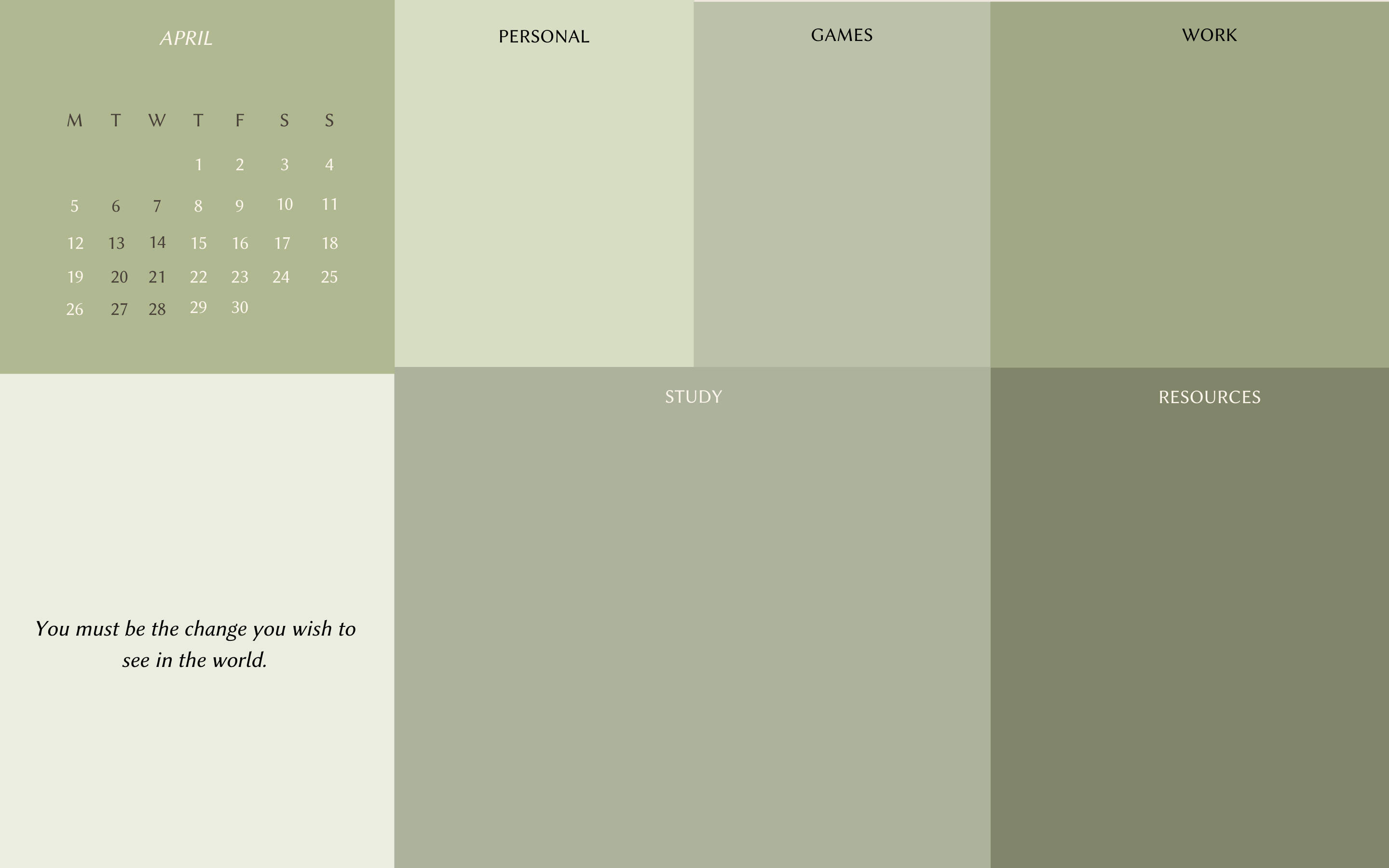 Sage Grøn Æstetisk Kalender Wallpapers