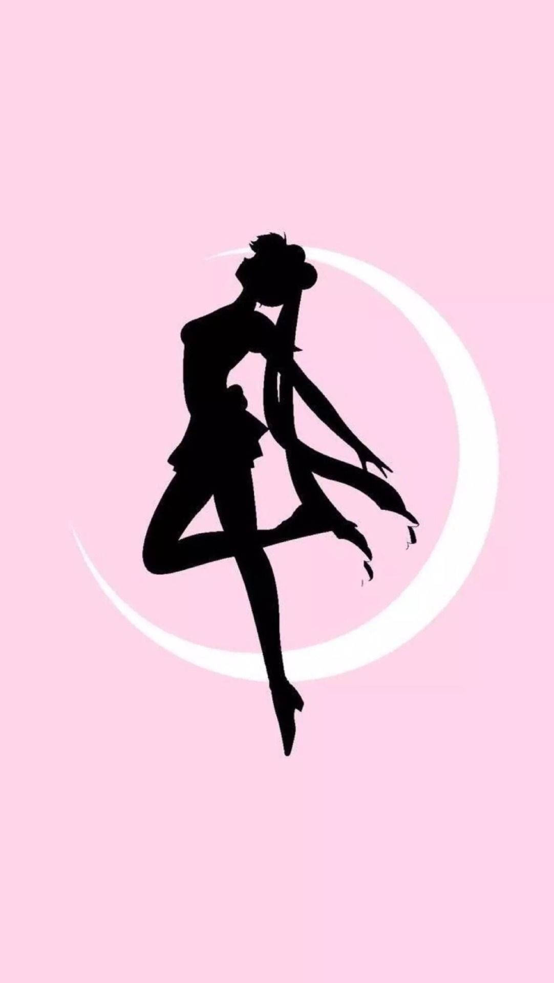 Sailor Moon iPhone med lyserød halvmåne Wallpapers