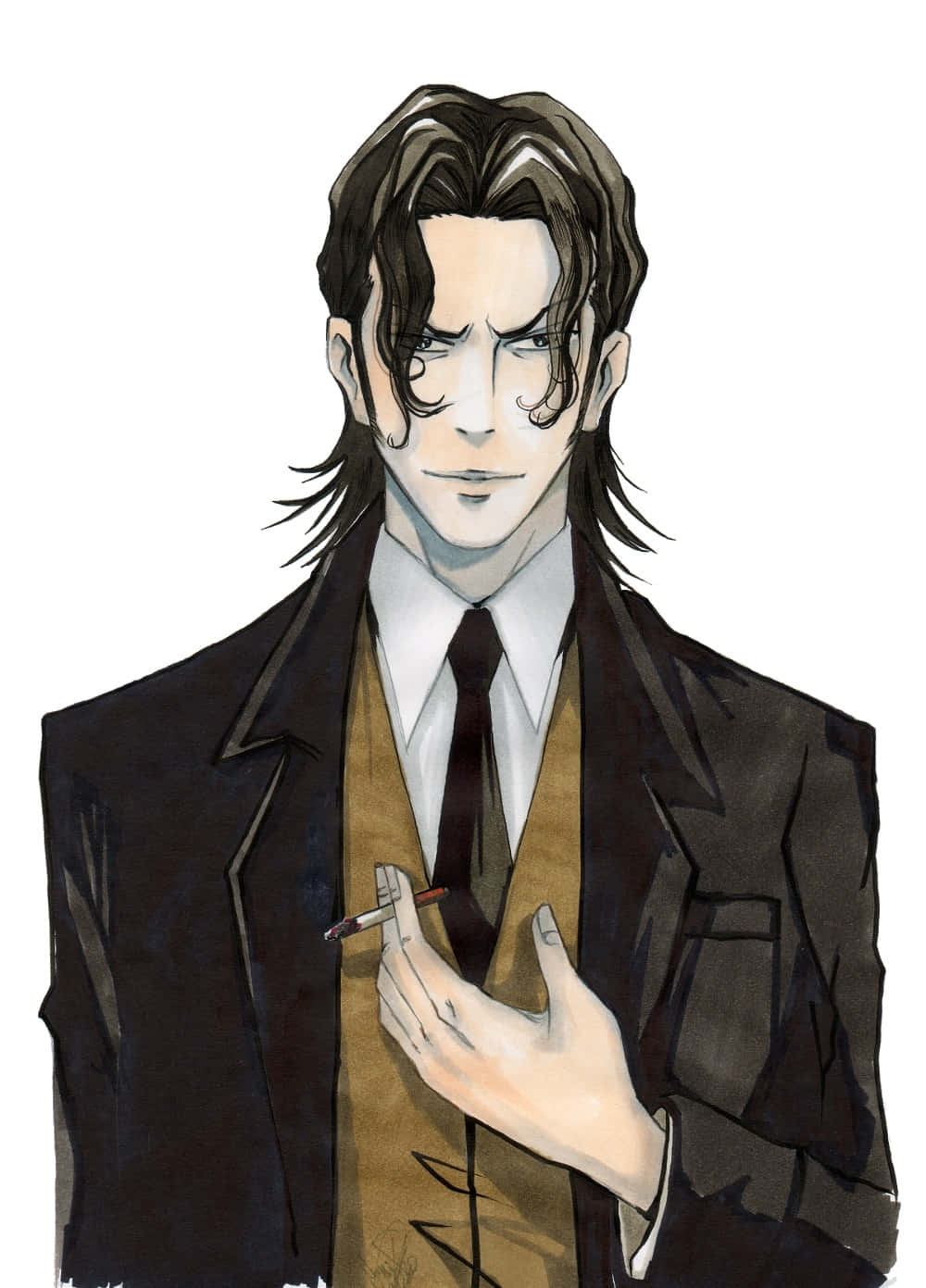 Sakuya Togane, den gådefulde karakter fra Psycho-Pass, i en alvorlig positur. Wallpapers