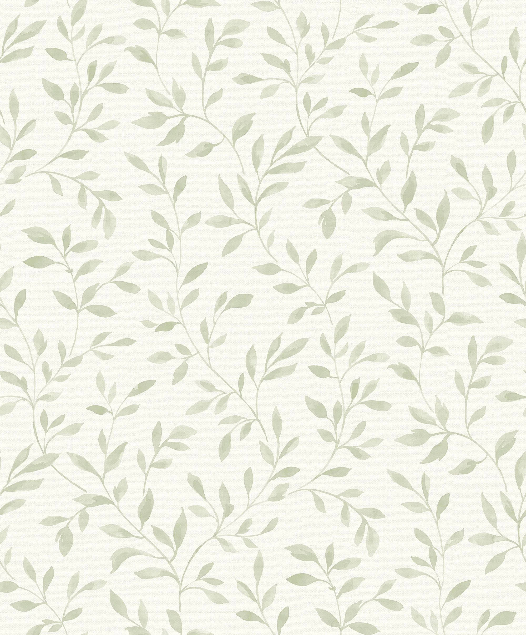 Salviegrønt bladmønster Wallpapers
