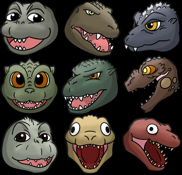 Samling af tegneserie-kaijuhoveder Wallpapers