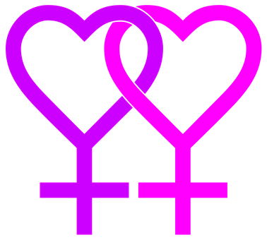 Sammenflettede kvindesymboler med hjerter Wallpapers