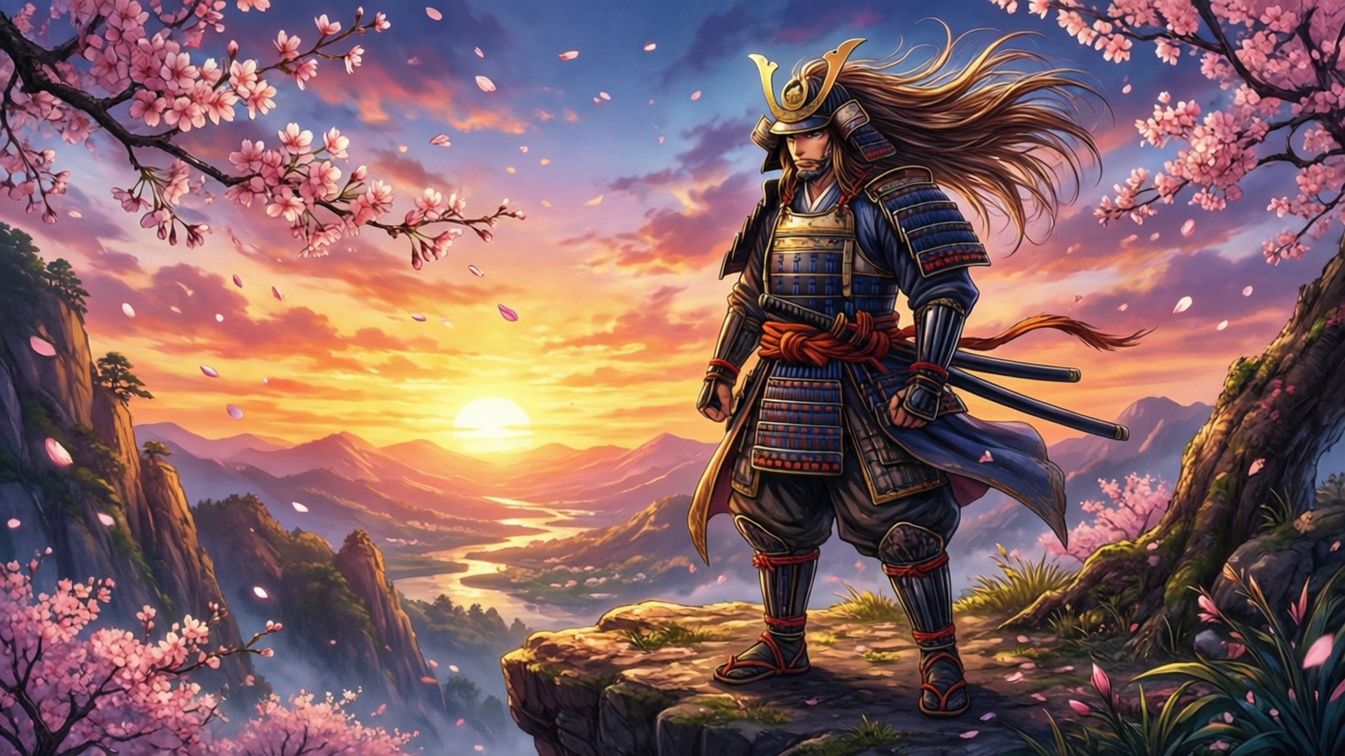 Samurai-solnedgang Manga Wallpapers