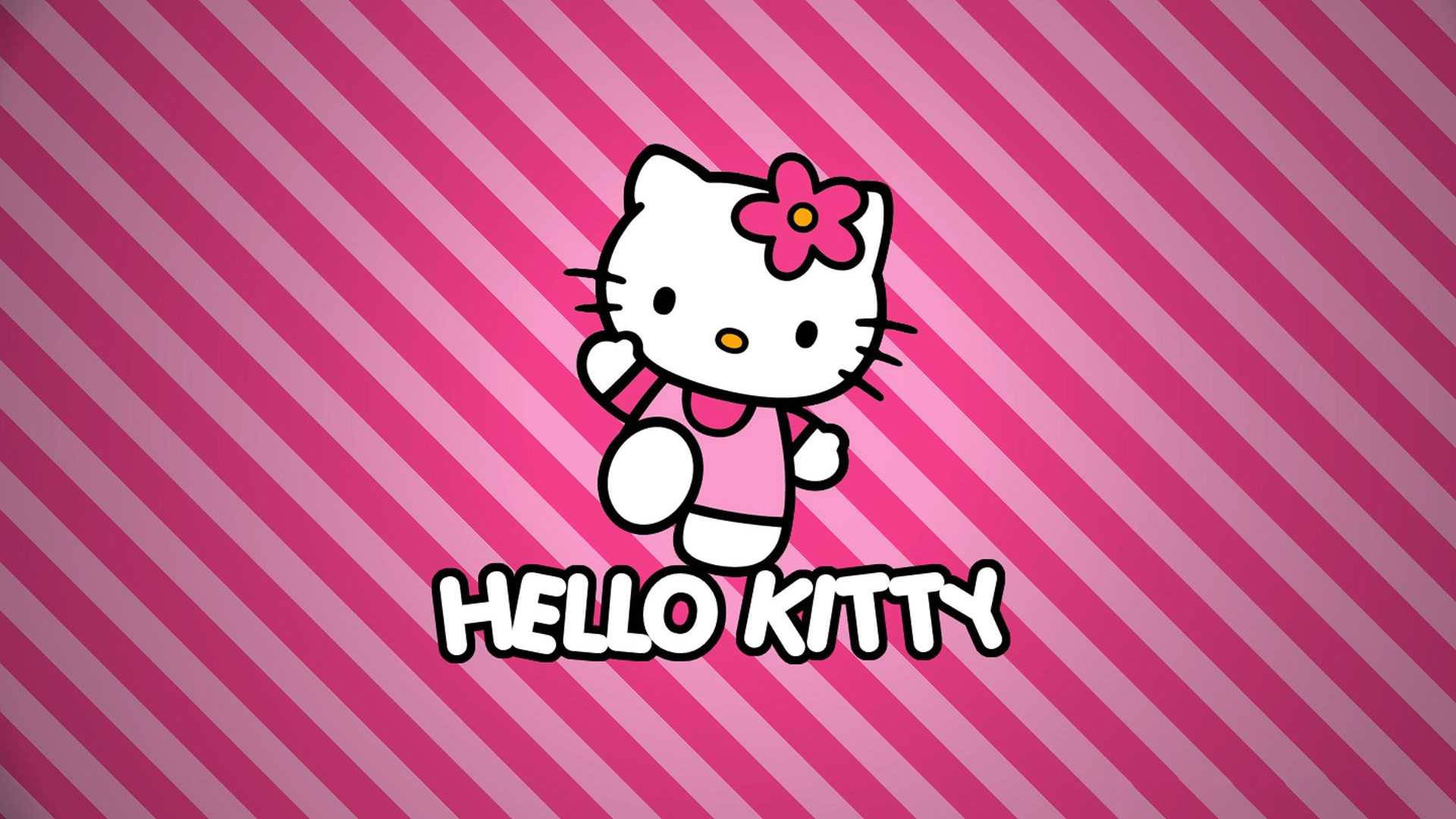 Sanrio-skrivebord Hello Kitty lyserødstribet baggrund Wallpapers