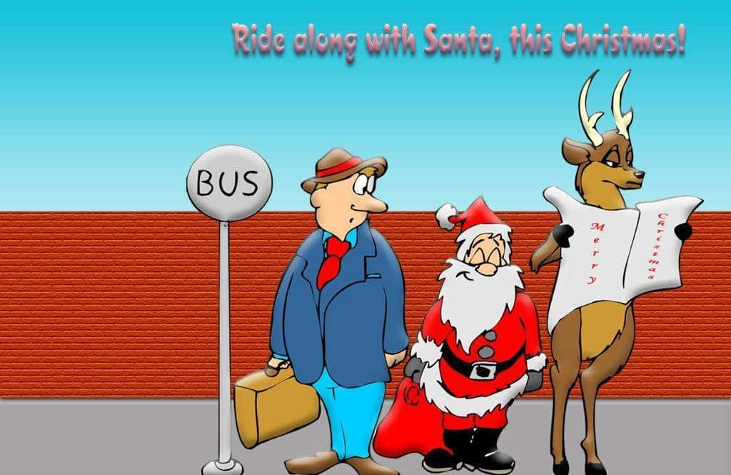 Santas legende tur gennem den sneklædte skov Wallpapers
