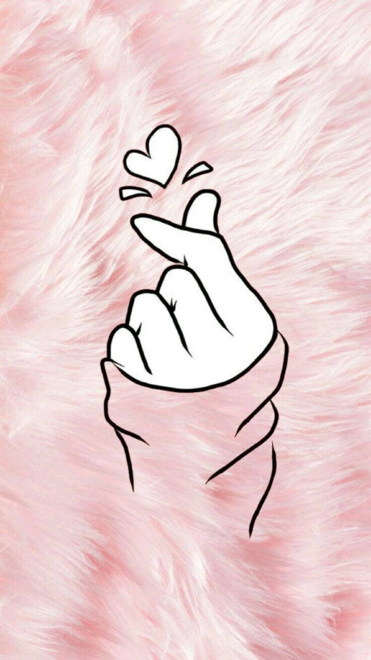 Saranghae Finger Heart på lyserødt tæppe Wallpapers