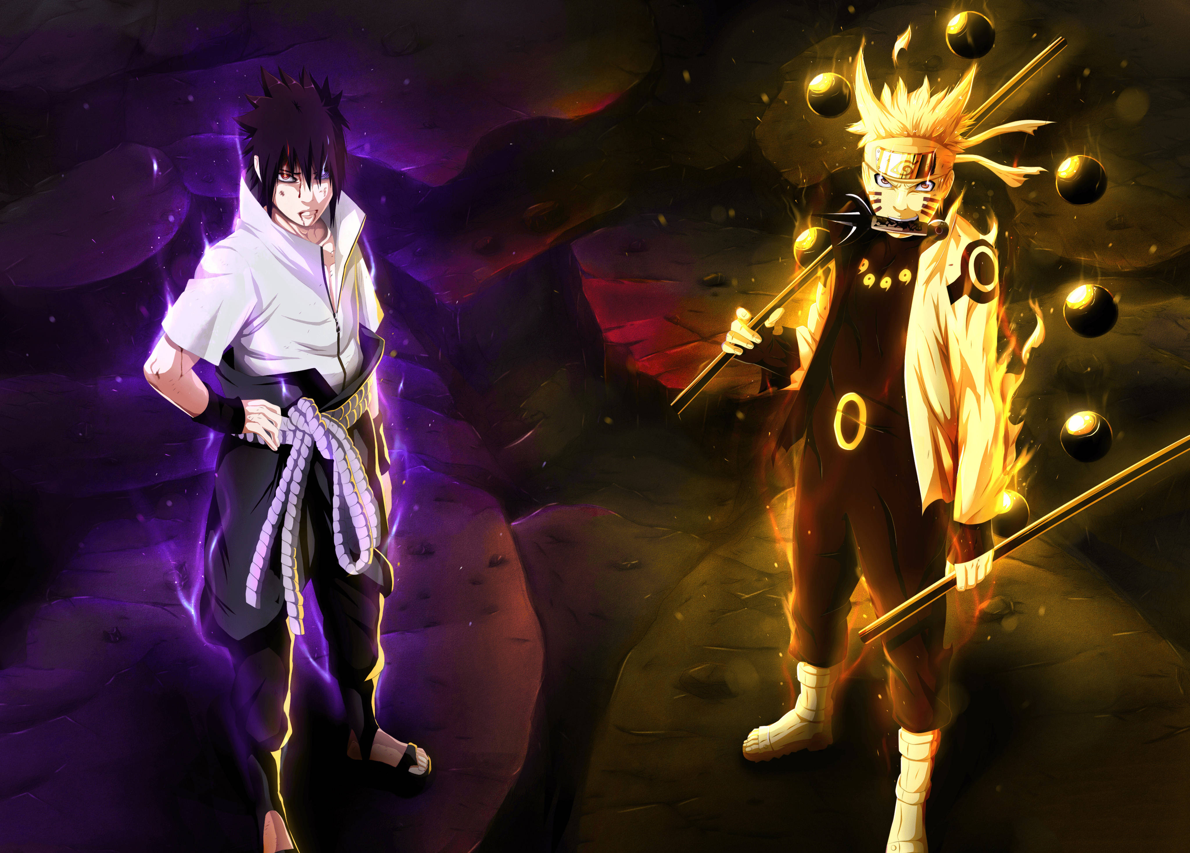 Sasuke og Naruto 4K Aura Wallpapers