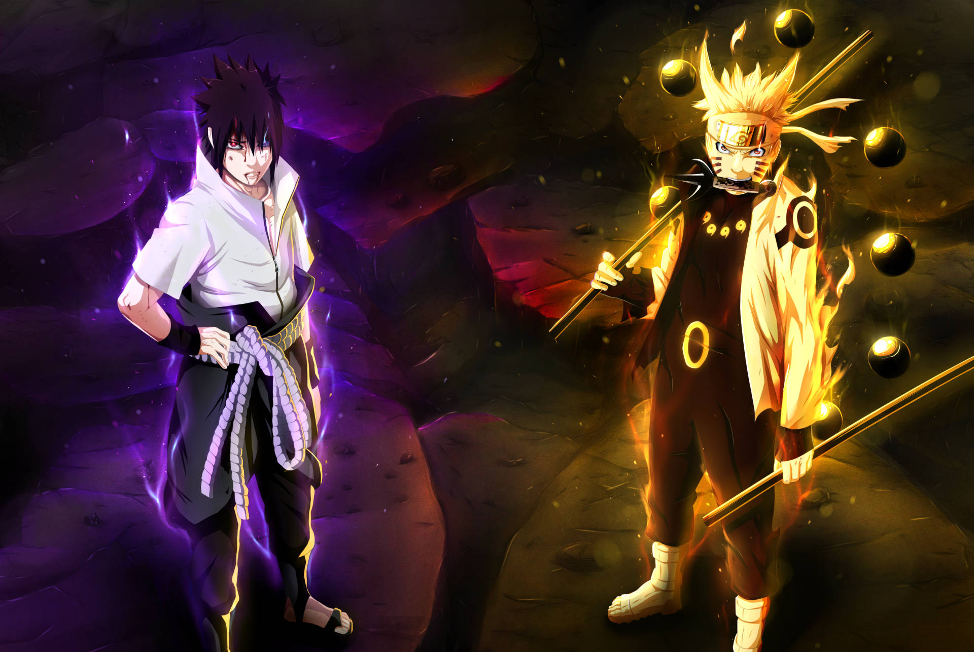 Sasuke og Naruto i Seks Vejes Tilstand Laptop Wallpapers