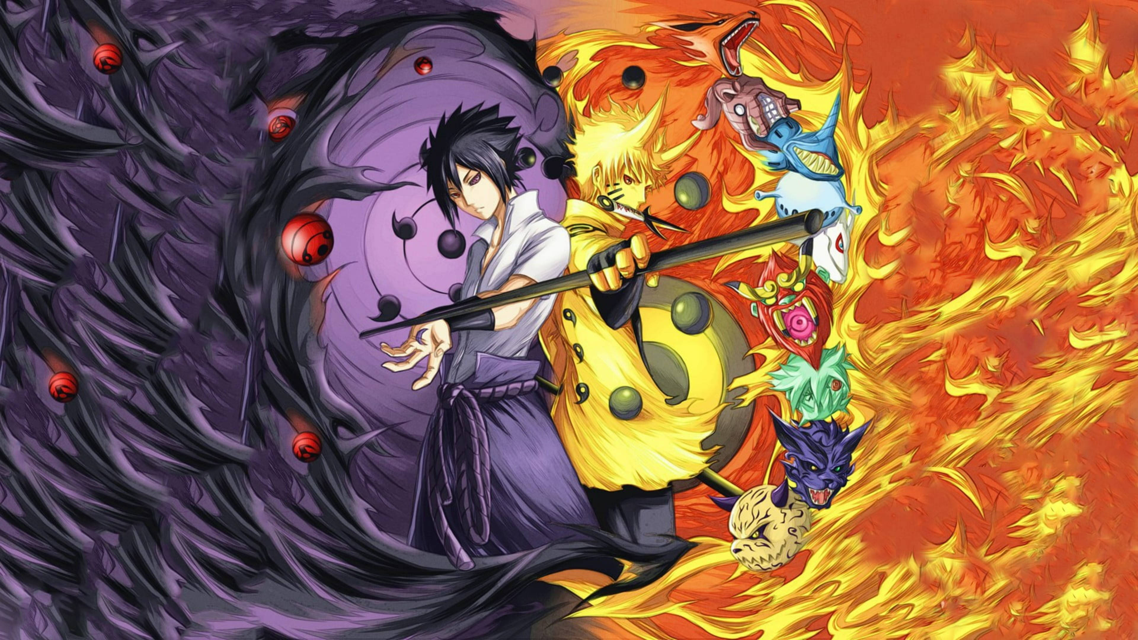 Sasuke Rinnegan Naruto Nine-Tails Wallpapers