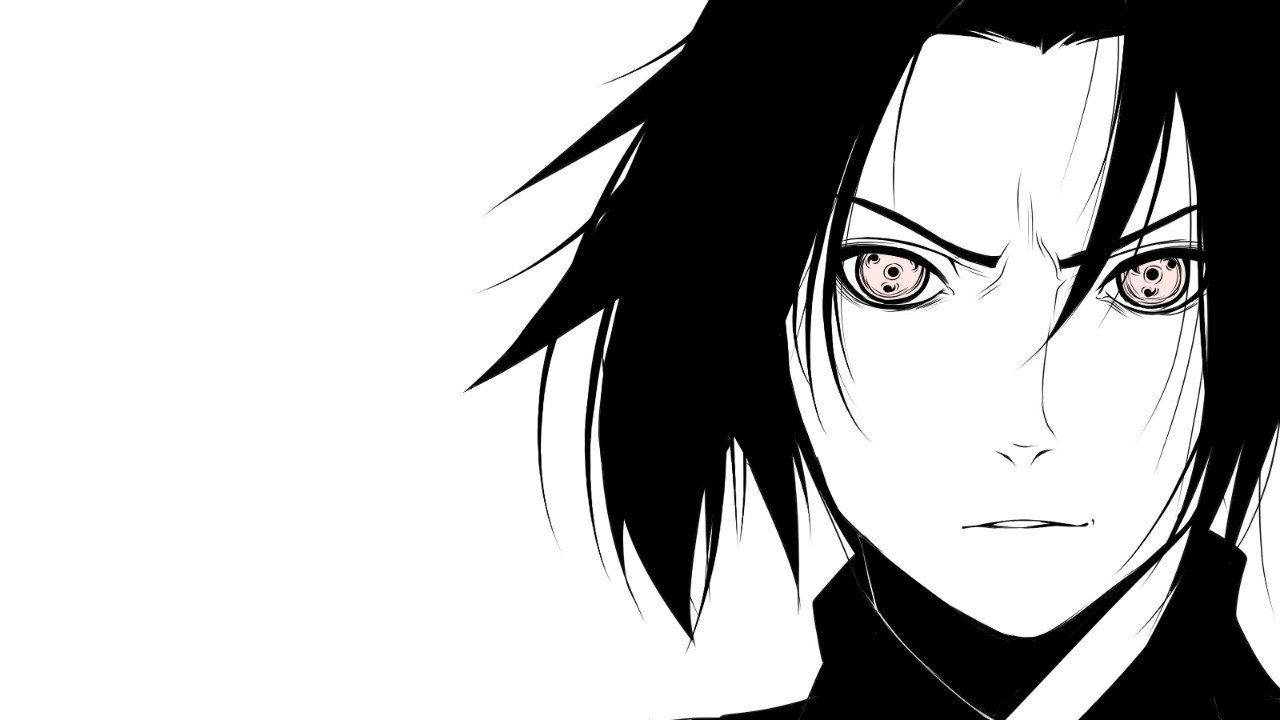 Sasuke Uchiha i en sort-hvid forklædning Wallpapers