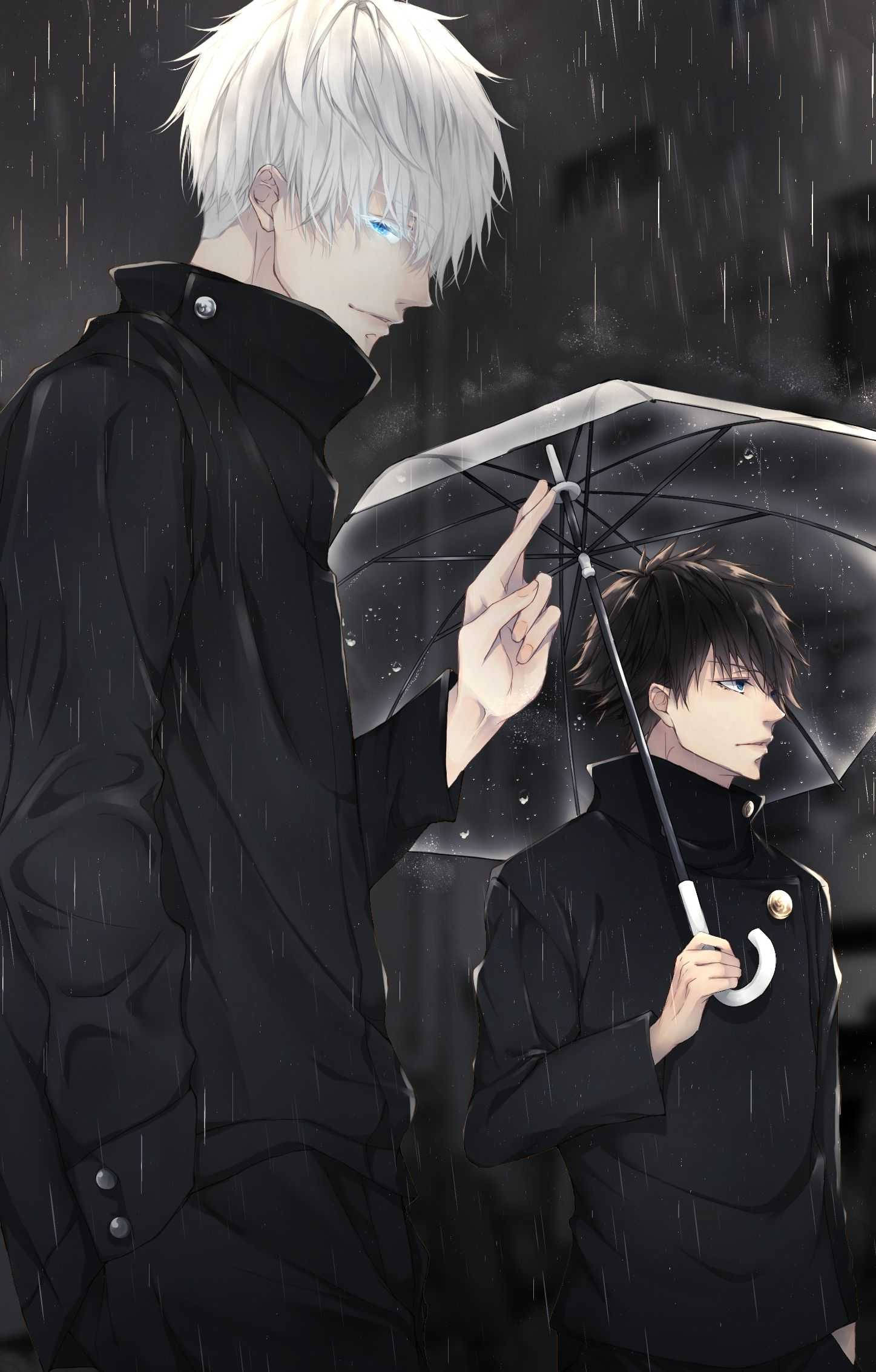 Satoru og Megumi Jujutsu Kaisen telefon mørk regn Wallpapers