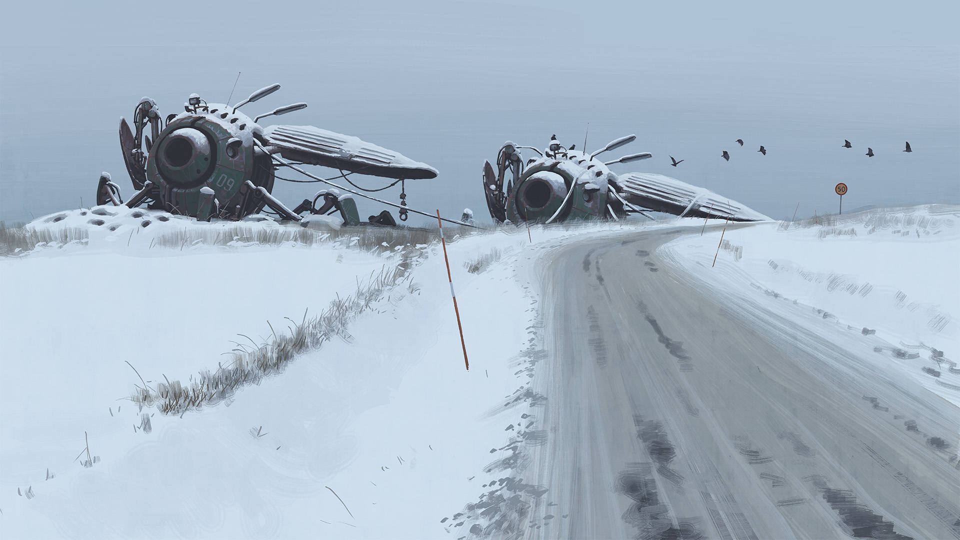 Sci-Fi Landskab med Pod Rustning Wallpapers
