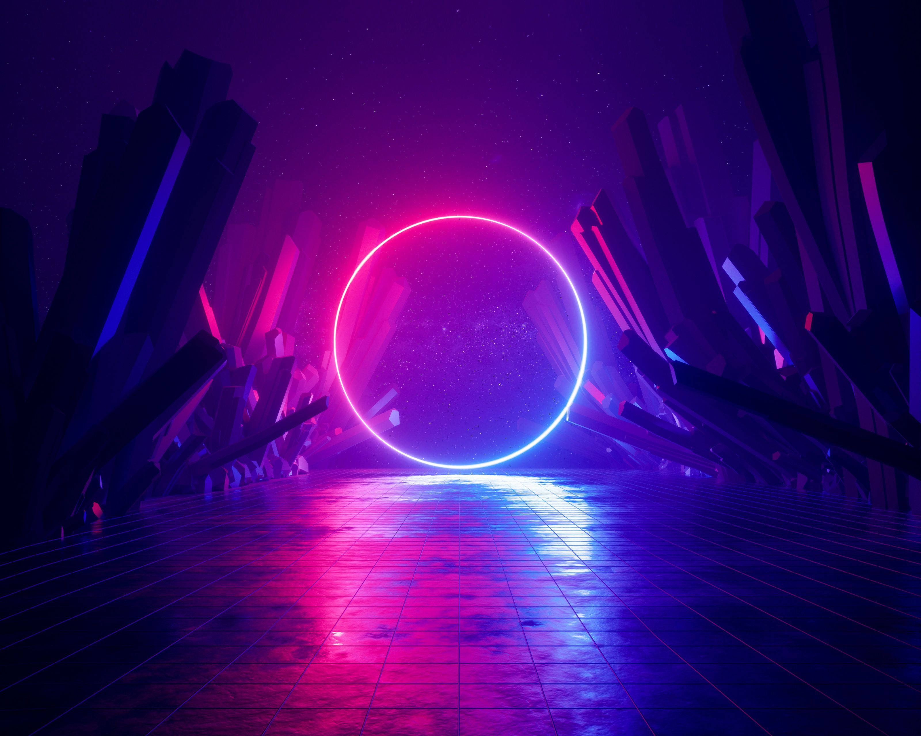 Sci-Fi Neon Måne Wallpapers