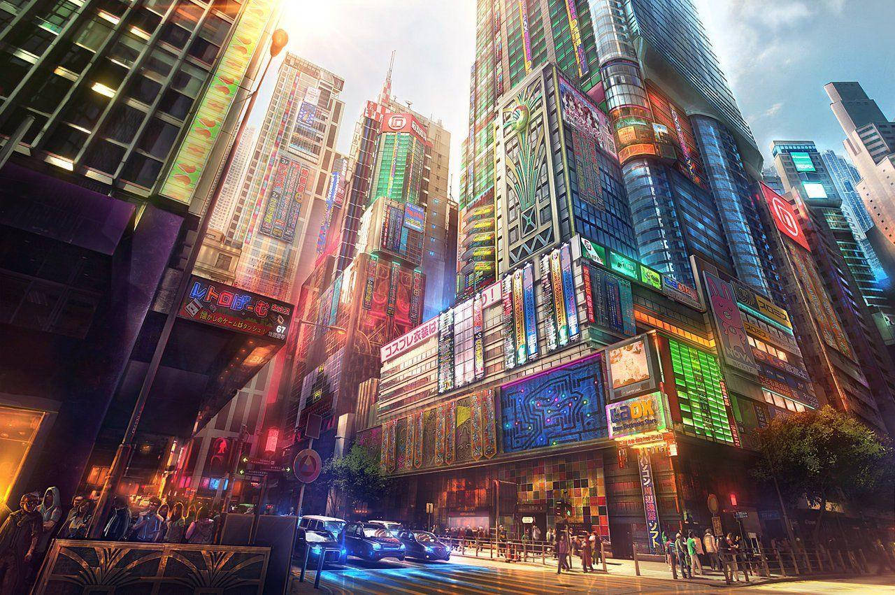 Sød anime-by scene fra japansk film Wallpapers