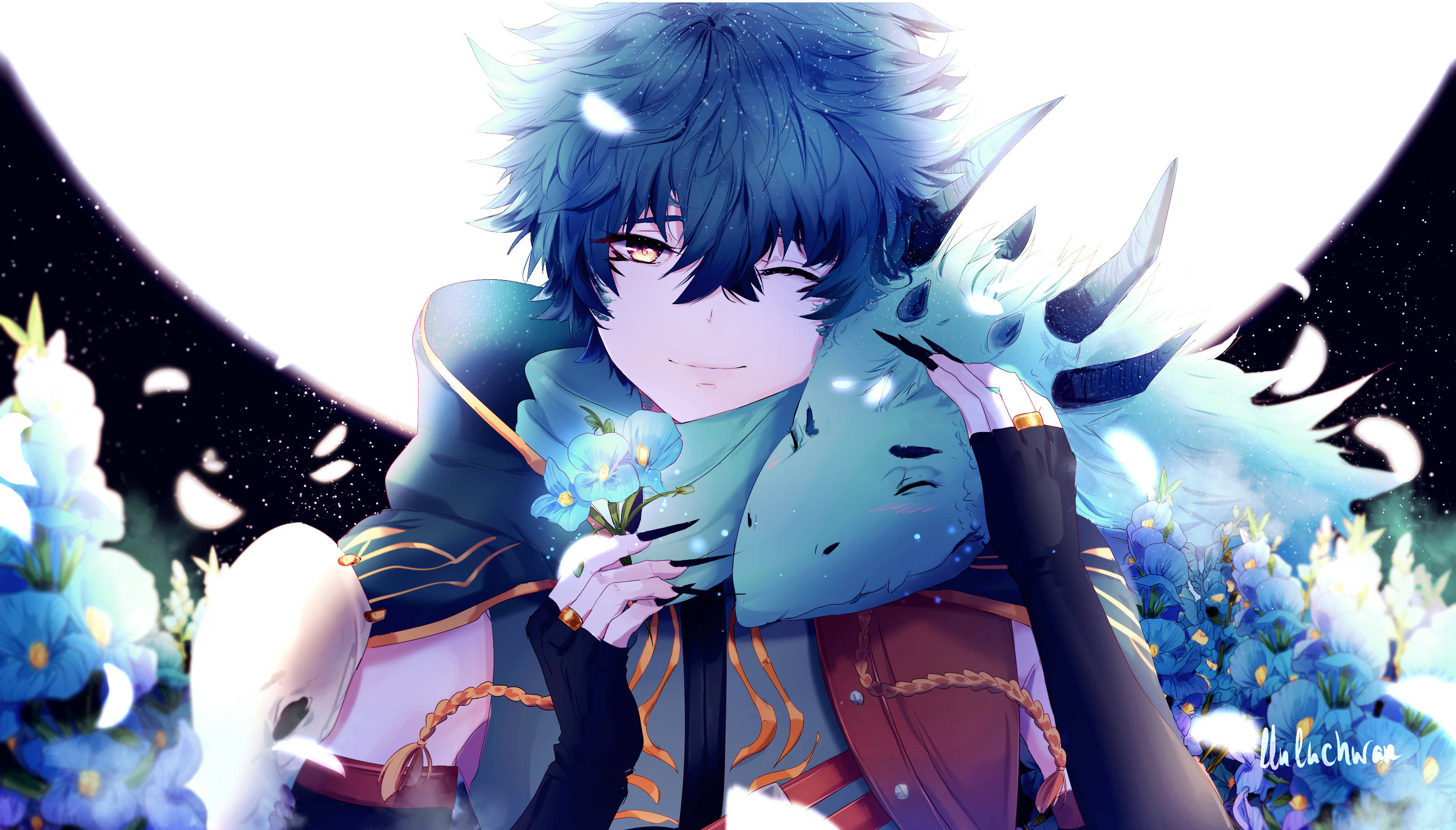 Sød anime PFP af dreng og drage Wallpapers