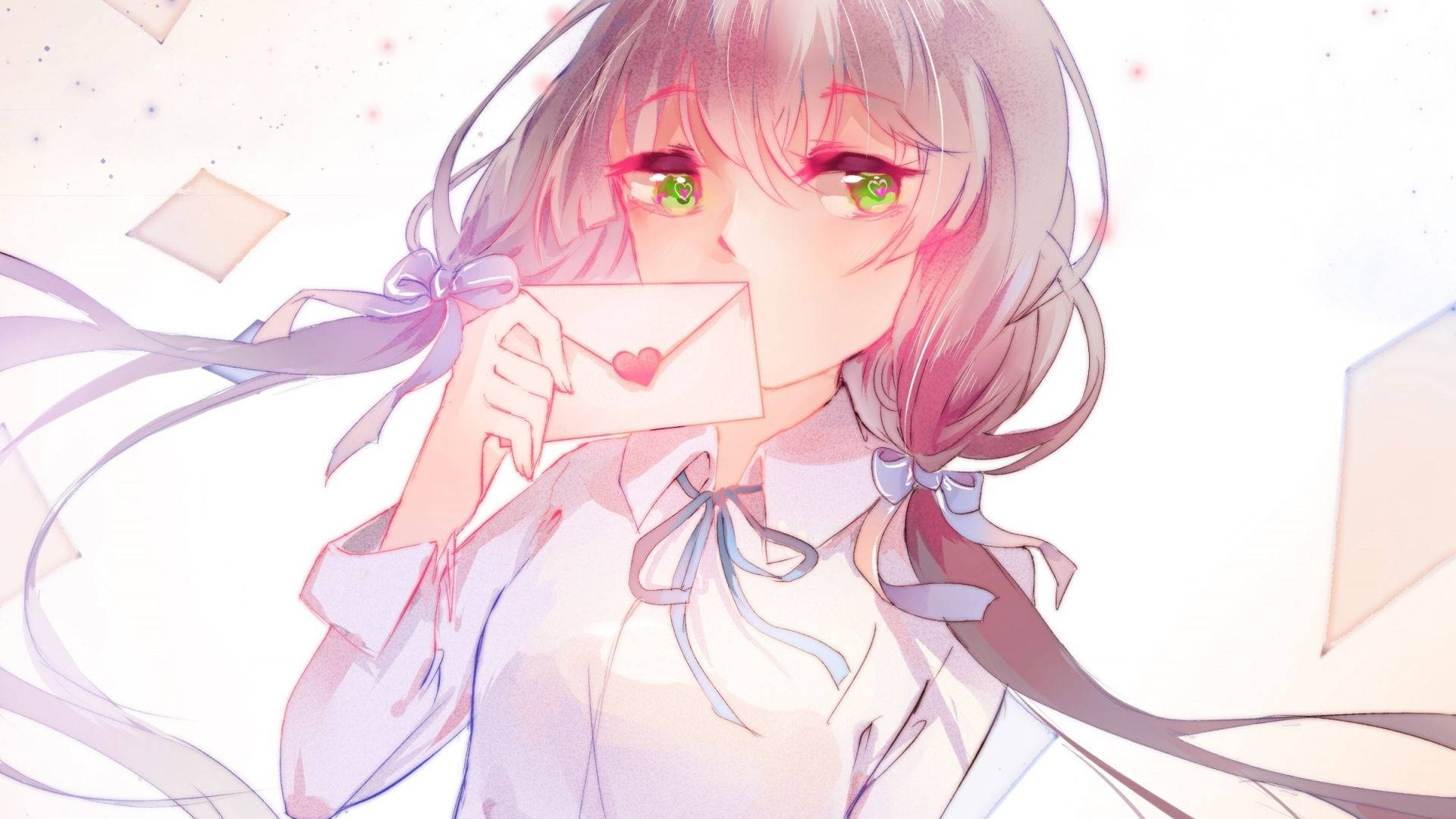 Sød anime-profilbillede med grønøjet pige Wallpapers