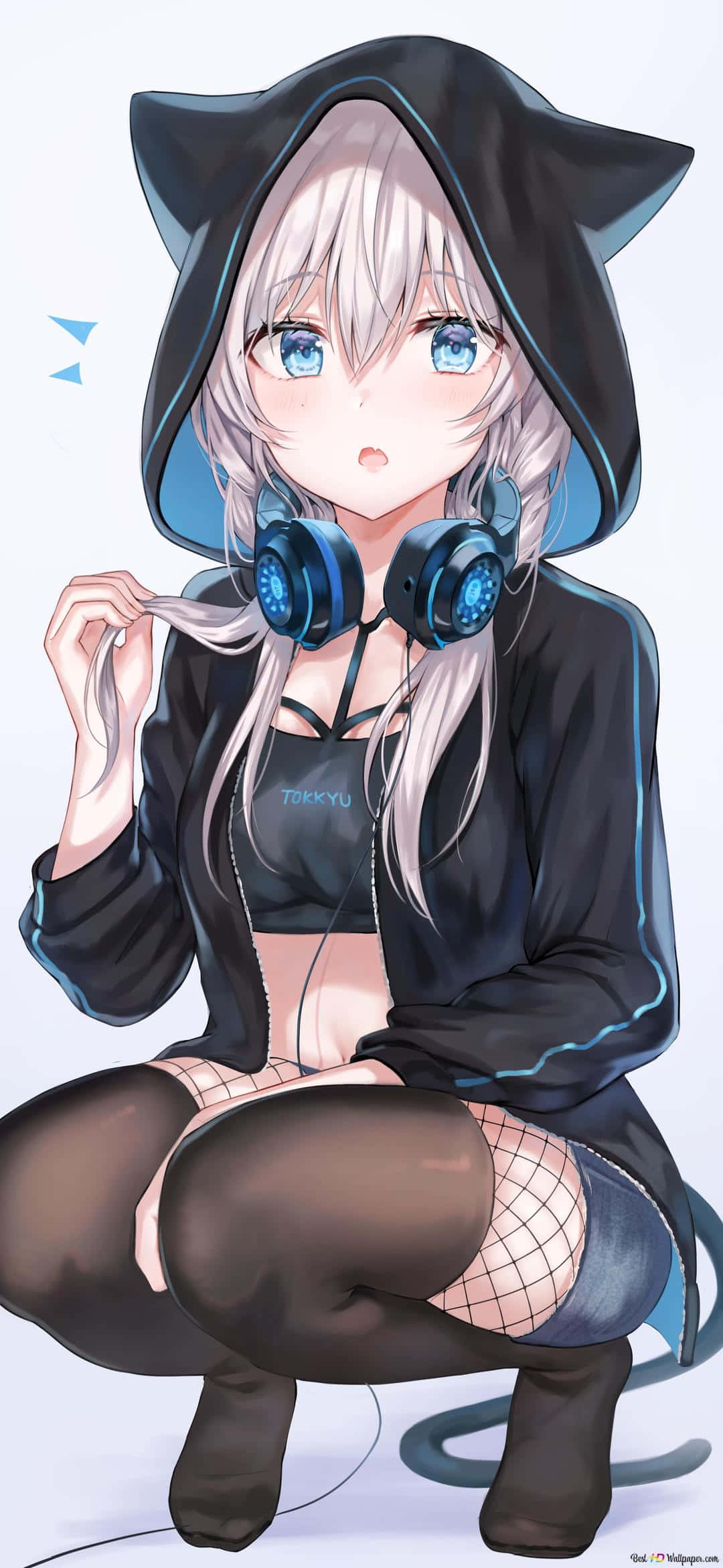 Sød anime sød pige med hovedtelefoner Wallpapers