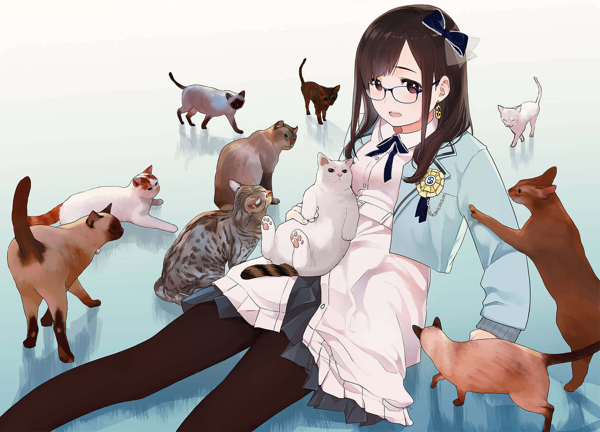 Sød animekat, der nyder chokolade Wallpapers