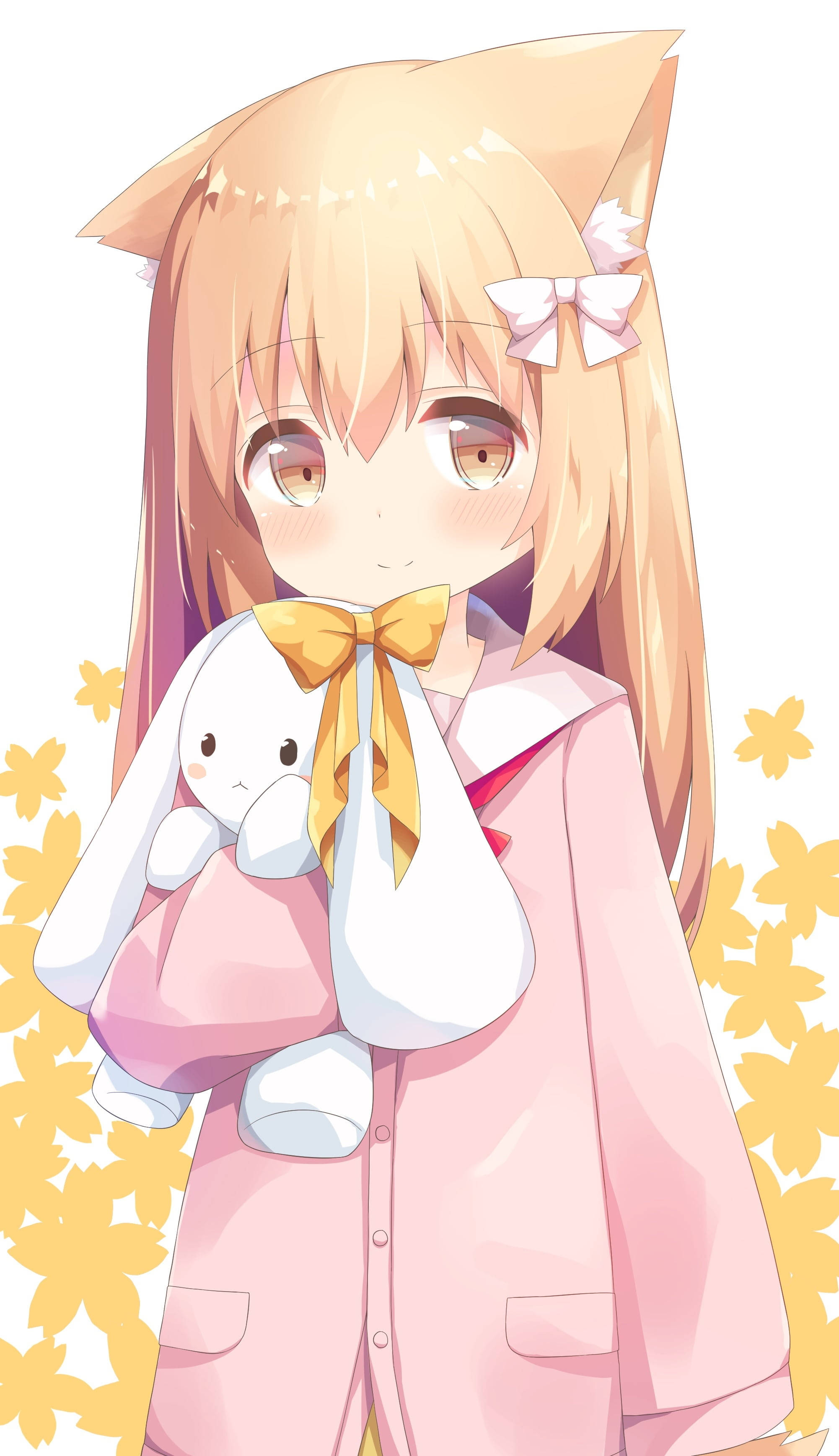 Sød animepige med kanin til iPhone Wallpapers