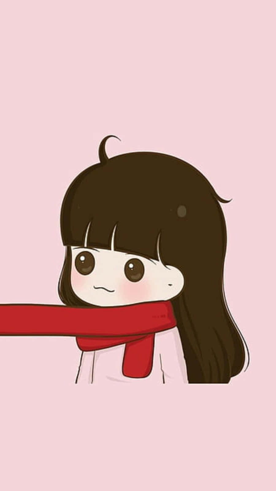 Sød animepige med rødt tørklæde profilbillede Wallpapers