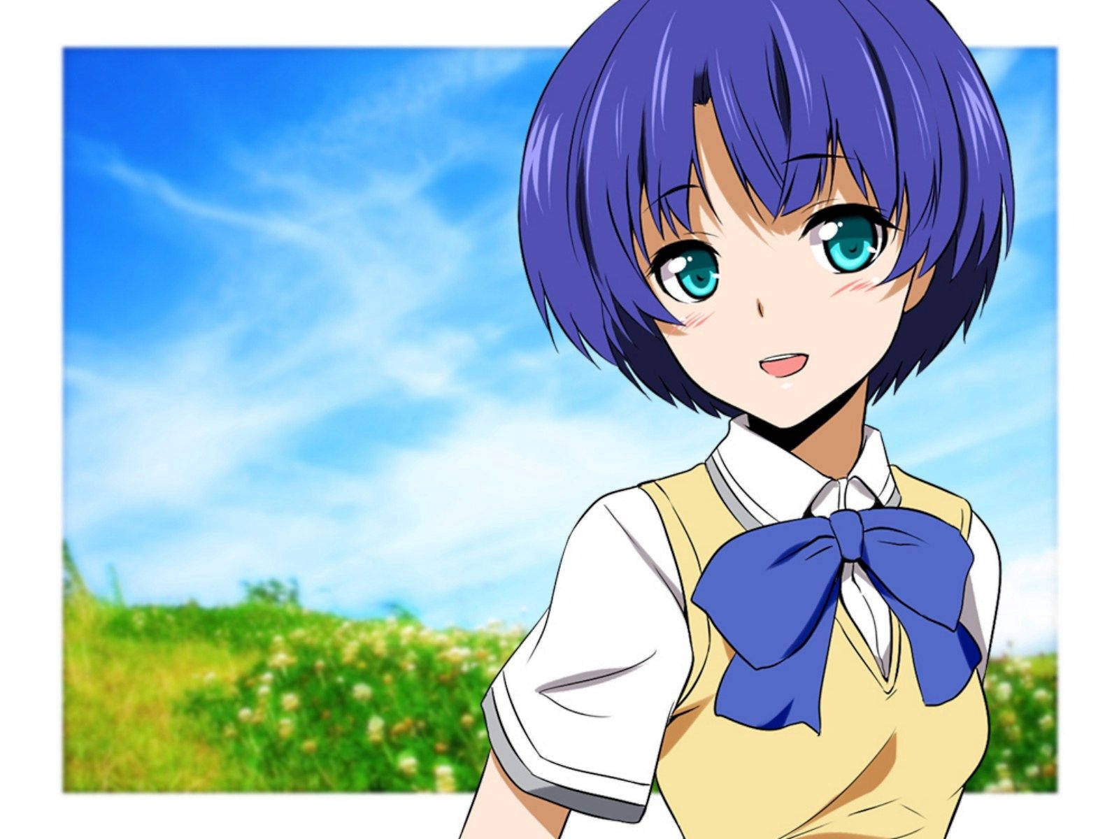Sød animepige på marken Wallpapers
