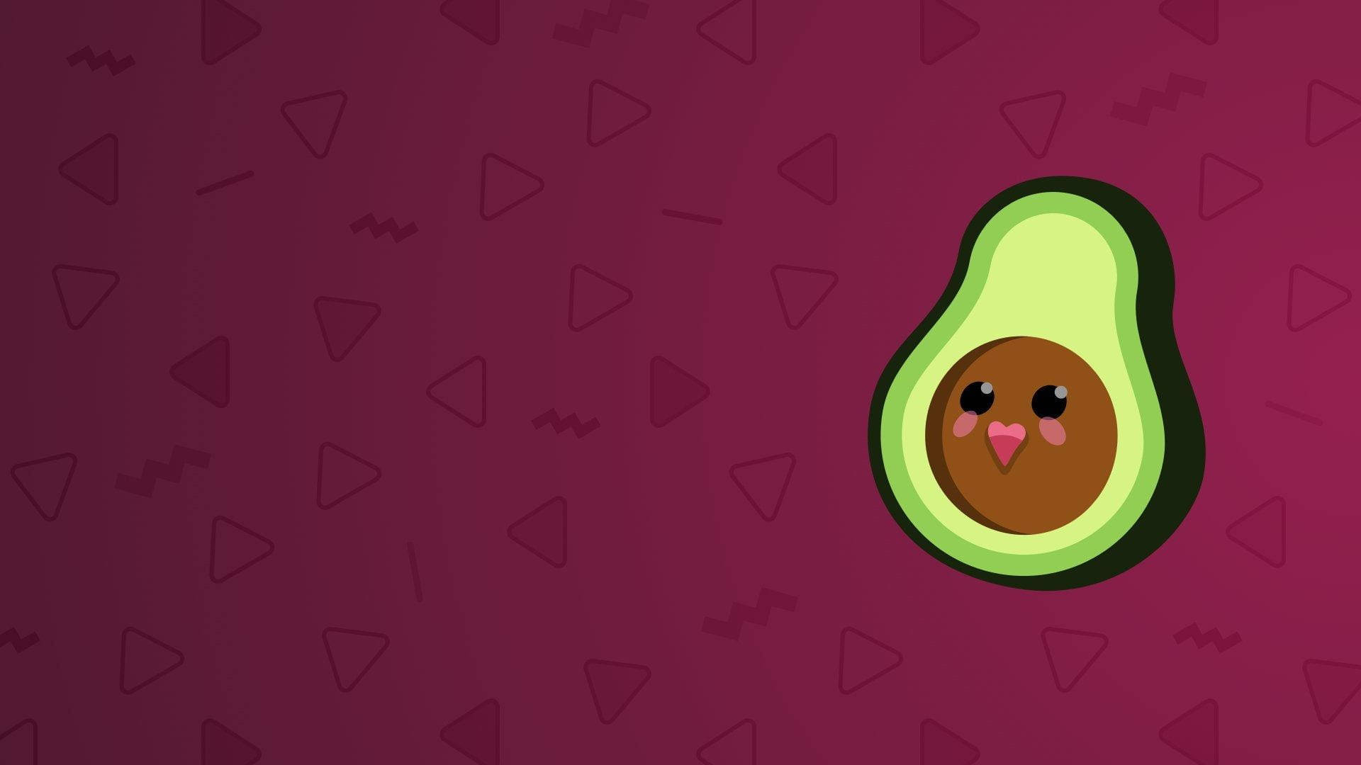 Sød avocado med smilende sten på bordeaux baggrund Wallpapers