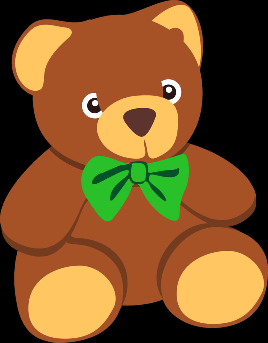 Sød brun teddybjørn med grøn sløjfe Wallpapers