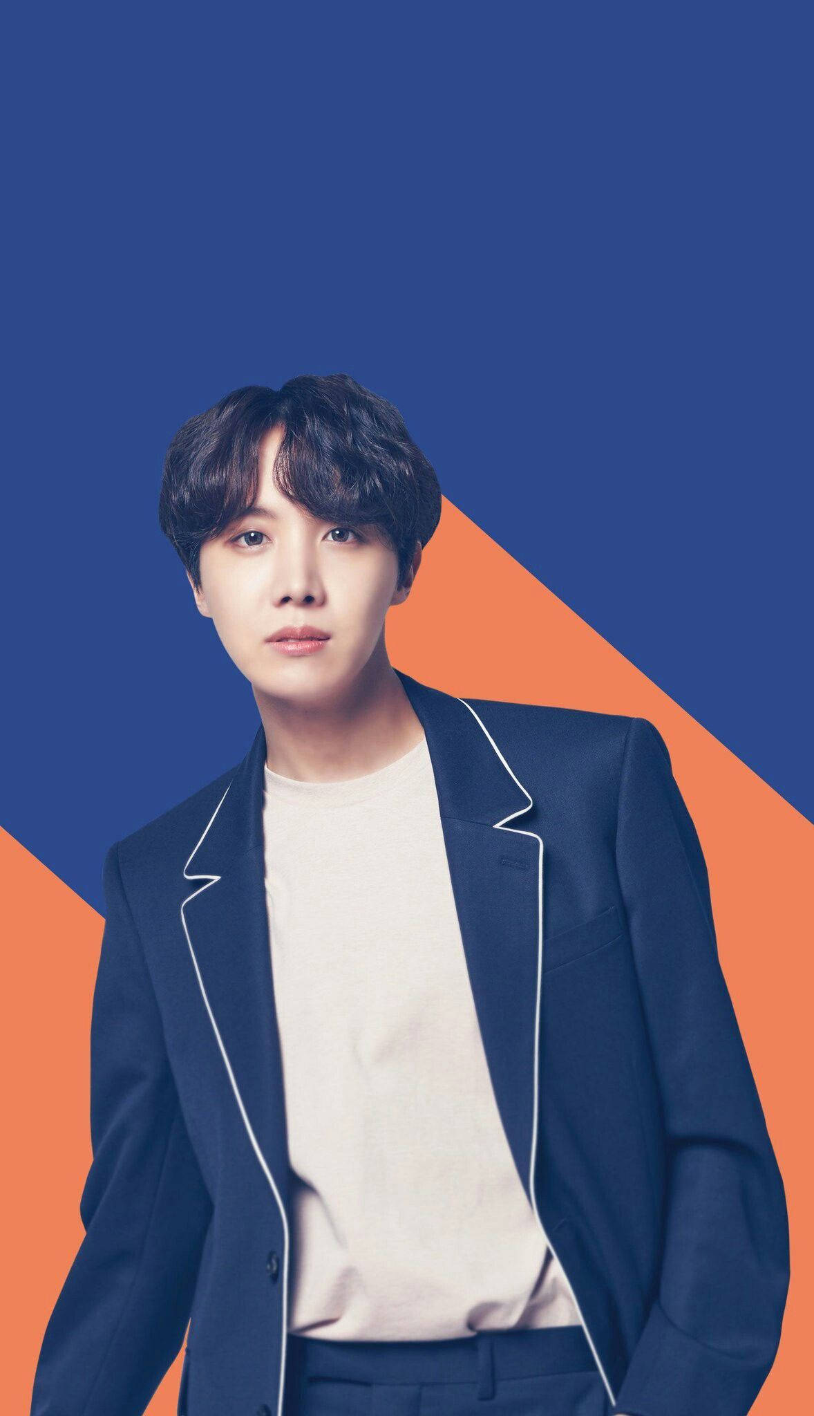 Sød BTS J-Hope blå og orange baggrund Wallpapers