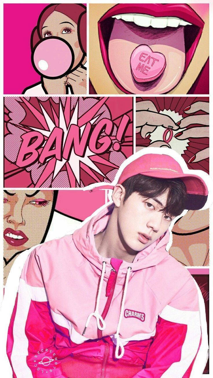 Sød BTS Jin pink redigering Wallpapers