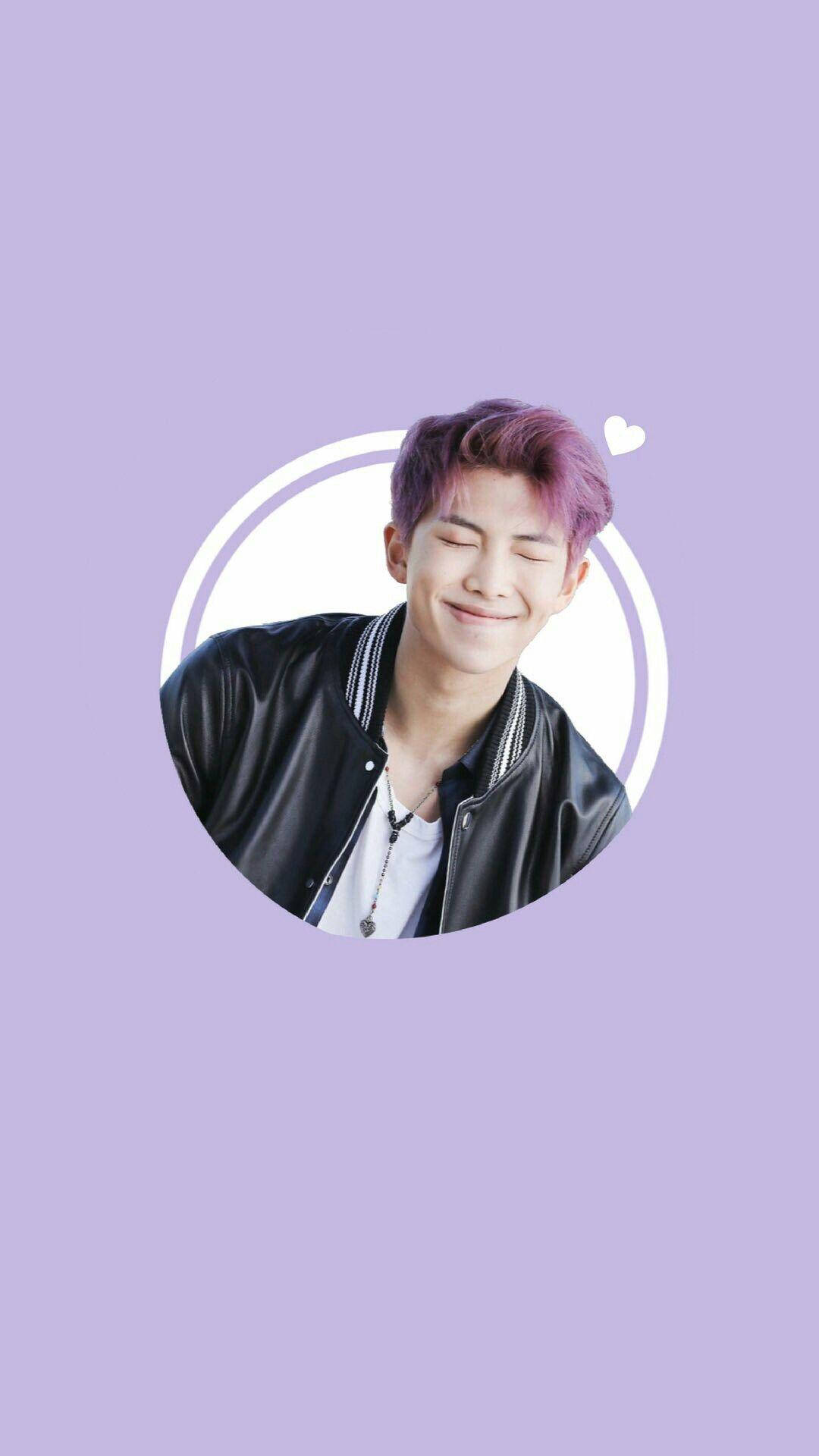 Sød BTS RM i cirkel på lilla Wallpapers