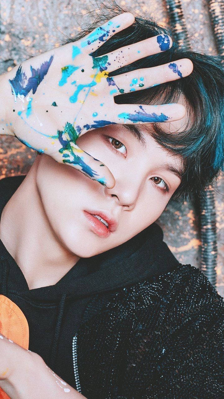 Sød BTS Suga håndmaling Wallpapers