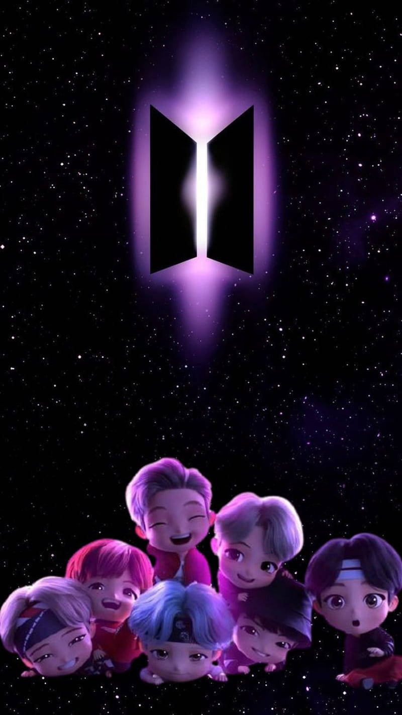 Sød BTS Tegning TinyTan Space Wallpapers