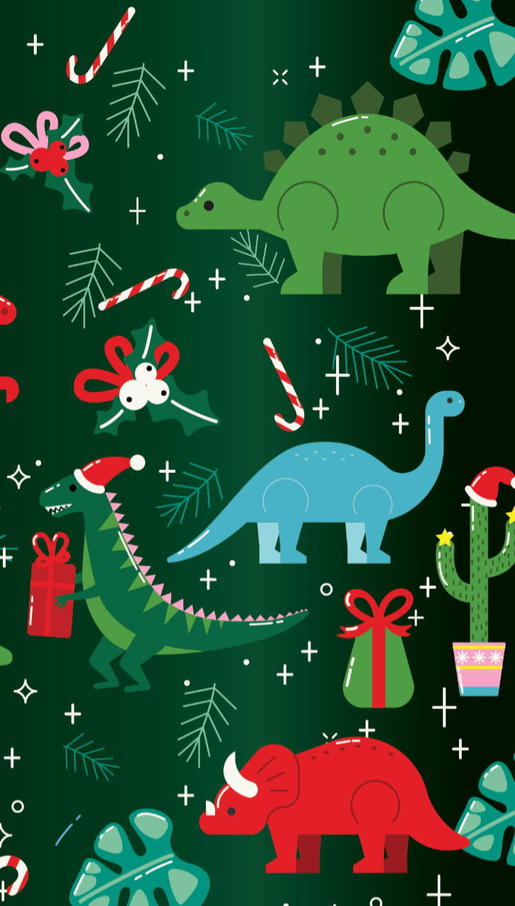 Sød dinosaur juleæstetik Wallpapers