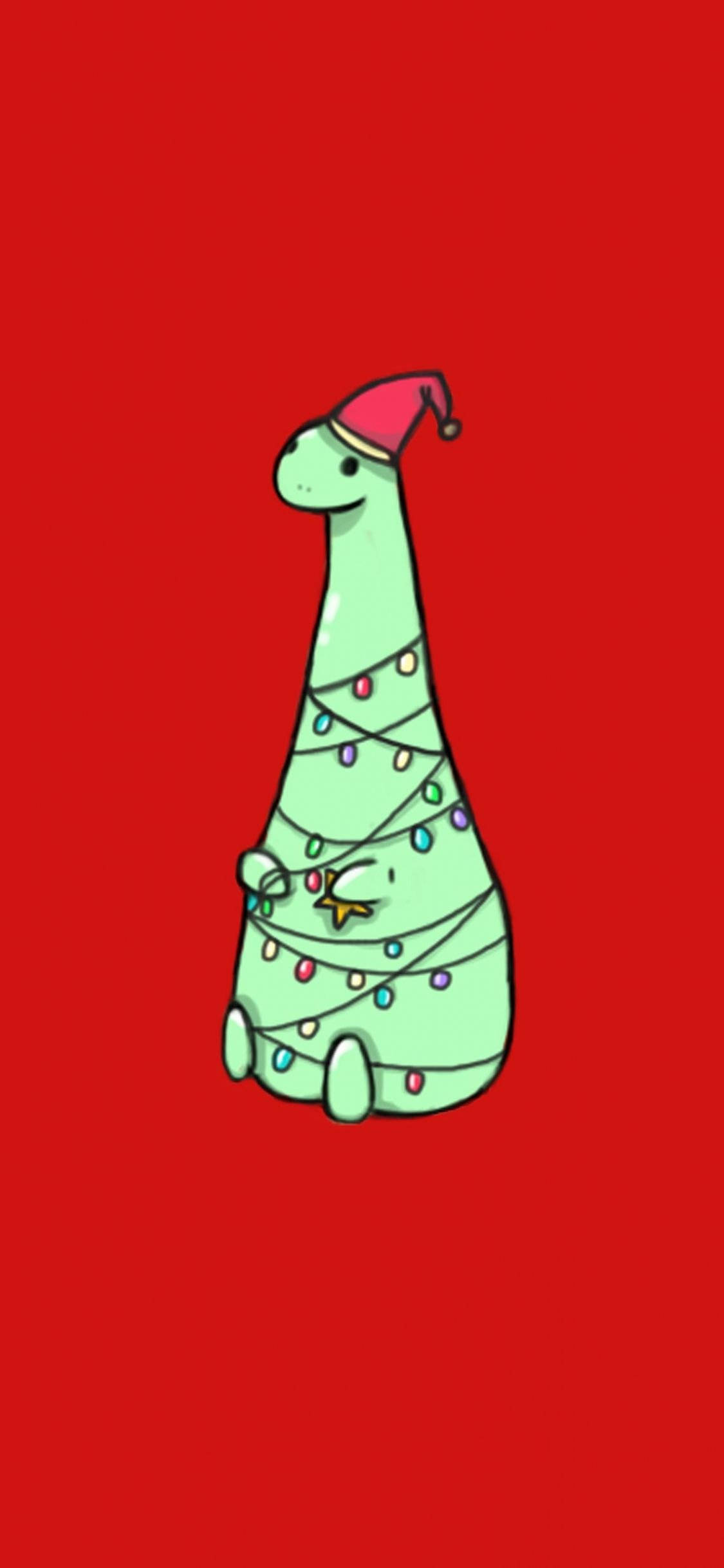 Sød Dinosaur Juletelefon Wallpapers