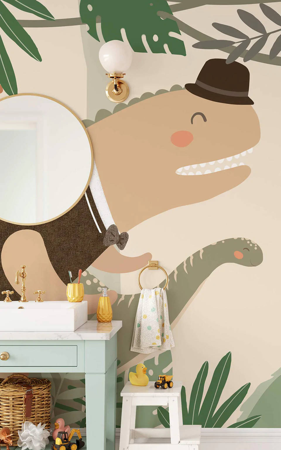 Sød Dinosaur Telefon Badeværelse Klistermærke Wallpapers