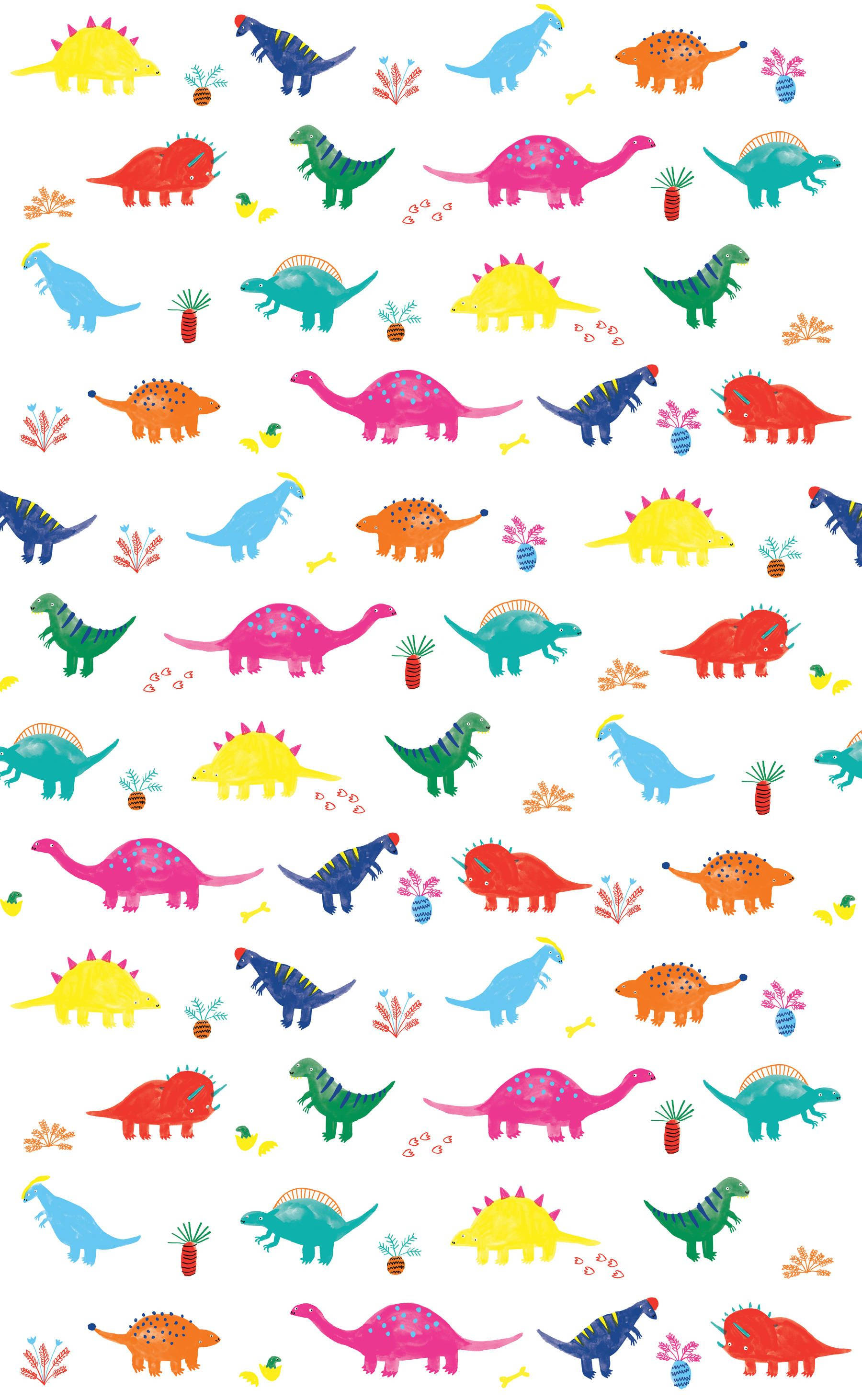Sød dinosaures æstetik på hvid Wallpapers