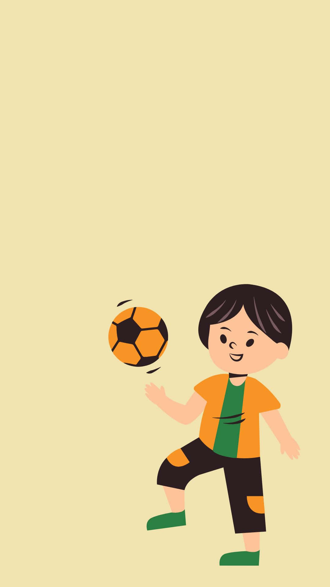 Sød dreng tegneserie spiller fodbold Wallpapers