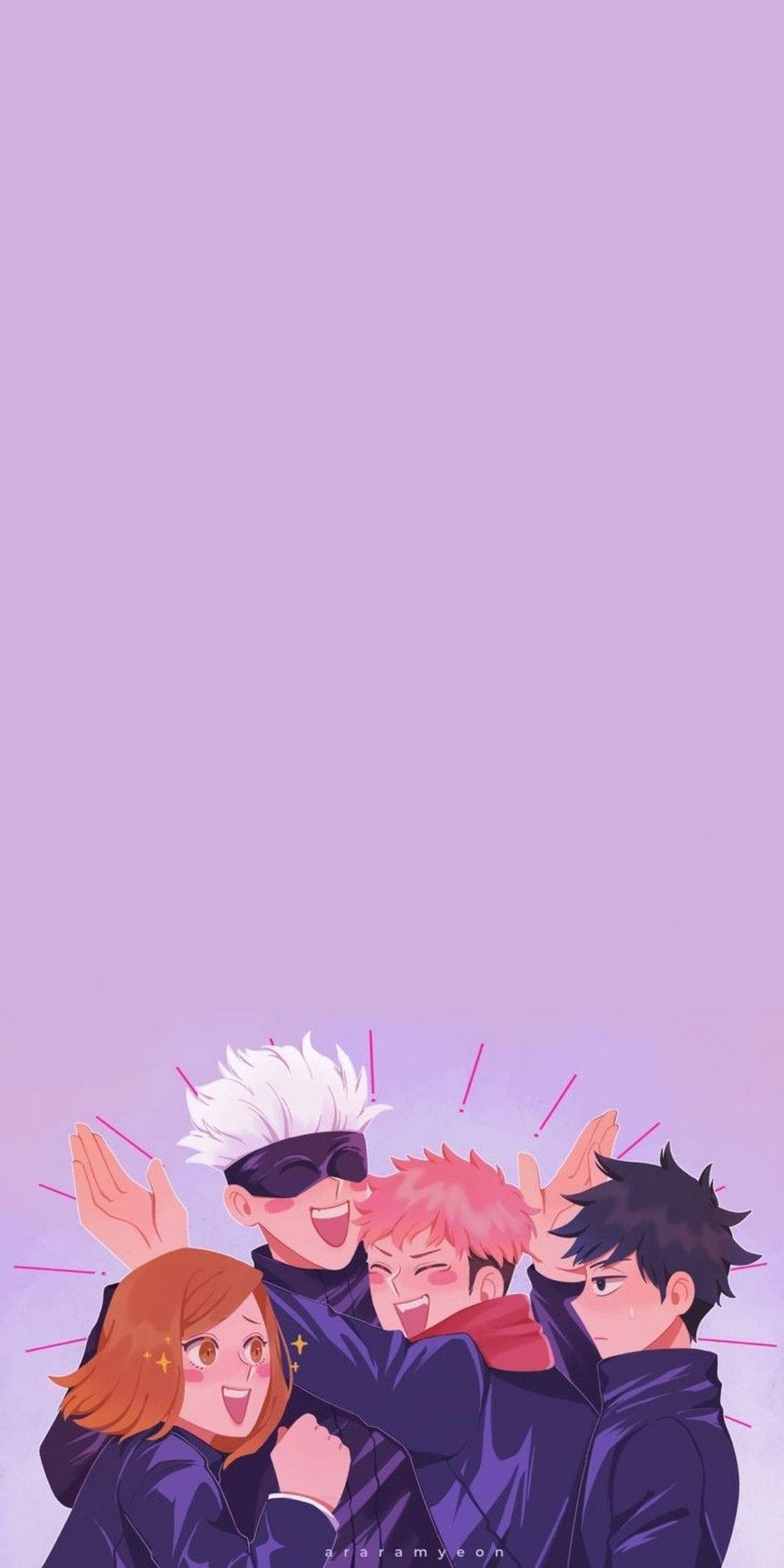 Sød fanart af Itadori og klassekammerater Jujutsu Kaisen telefon Wallpapers