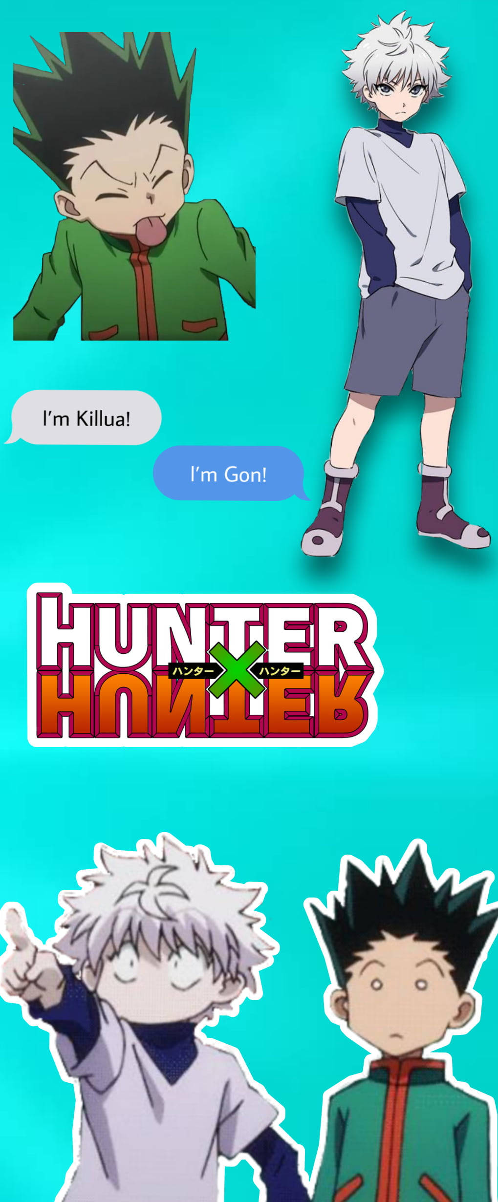 Sød Gon Og Killua Collage Wallpapers