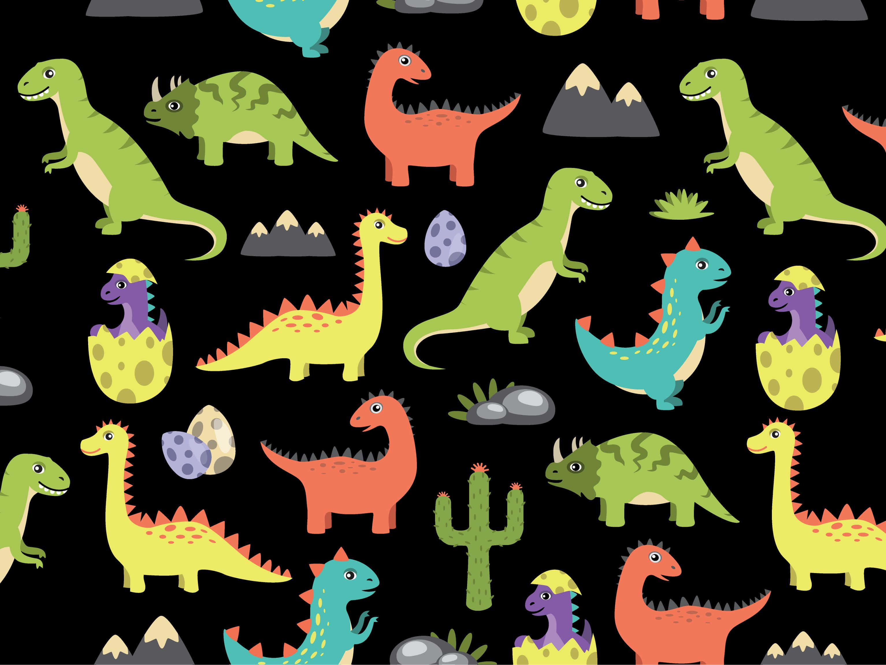 Sød grøn dinosaur udforsker den frodige skov Wallpapers