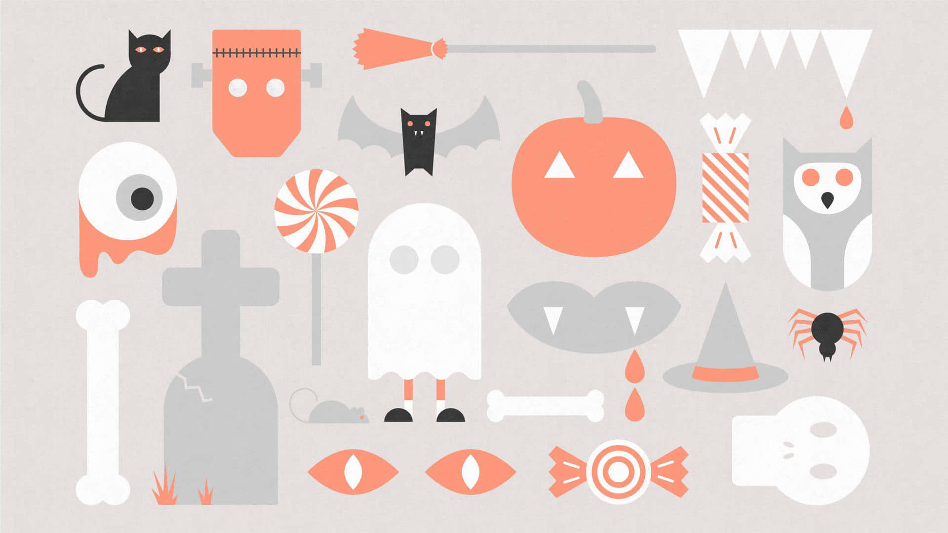 Sød Halloween-ikoner grafisk kunst Wallpapers