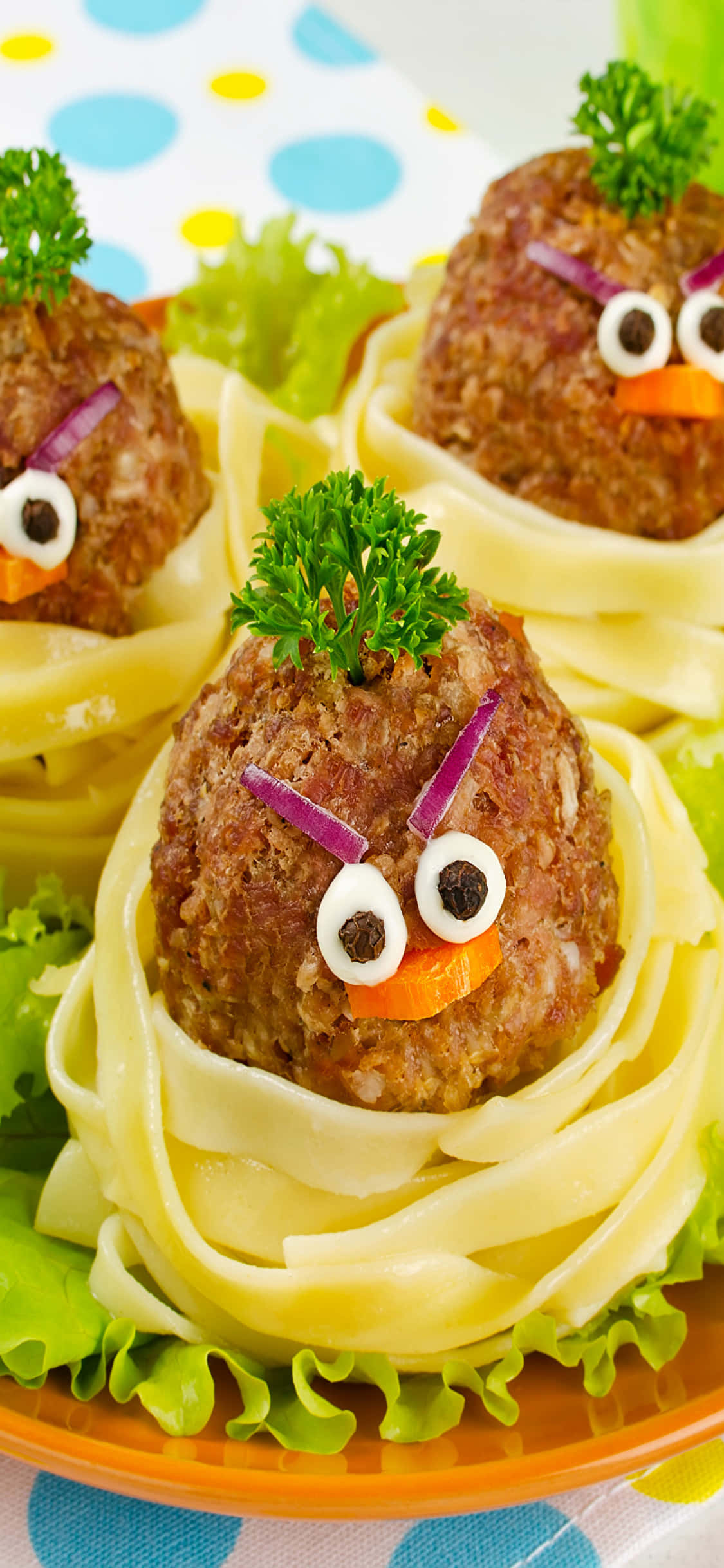 Sød kødbold med ansigt iPhone X Pasta Baggrund Wallpapers